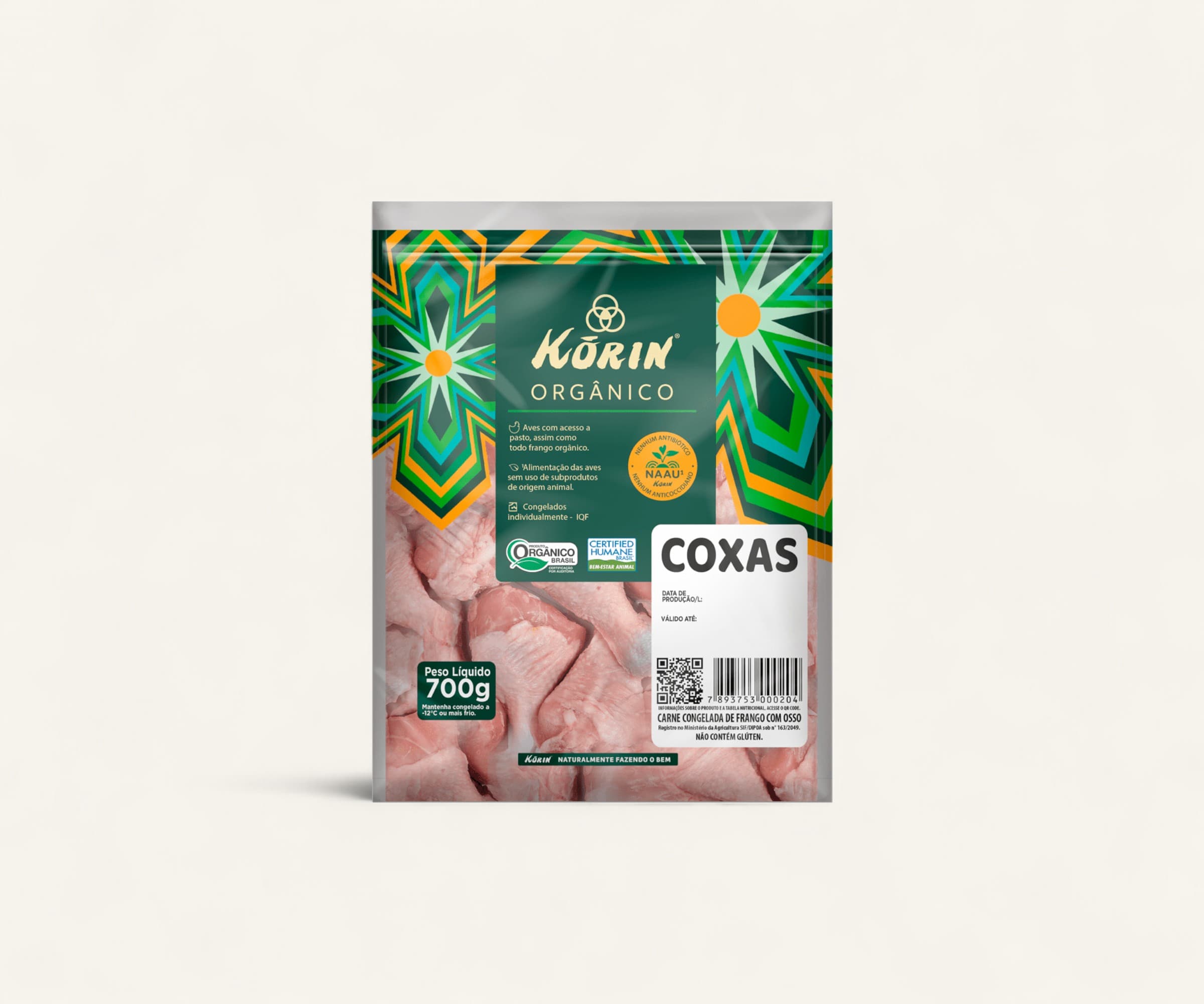 Coxa de frango orgânica congelado 700g