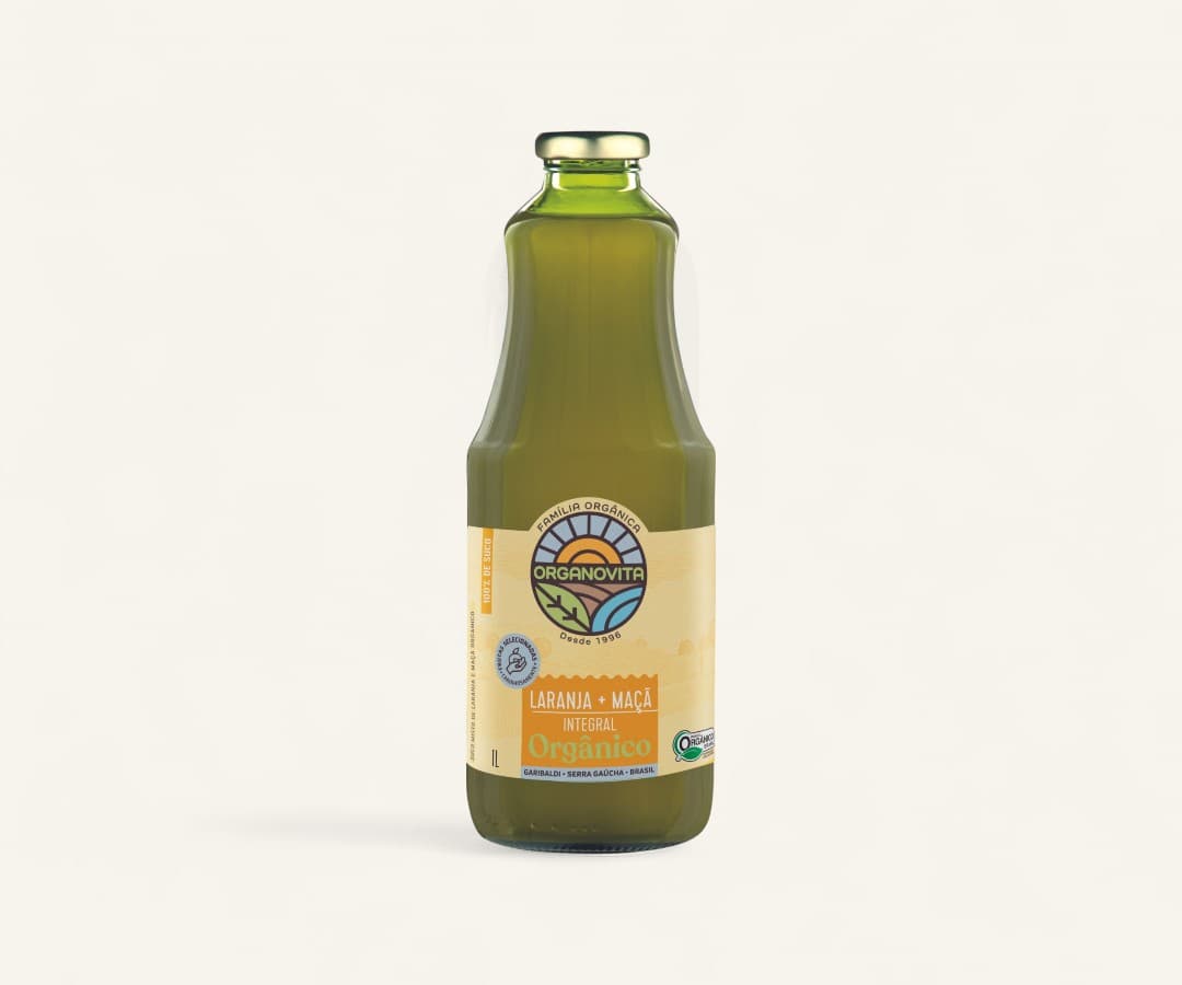 Suco de laranja e maçã integral orgânico Organovita 1L