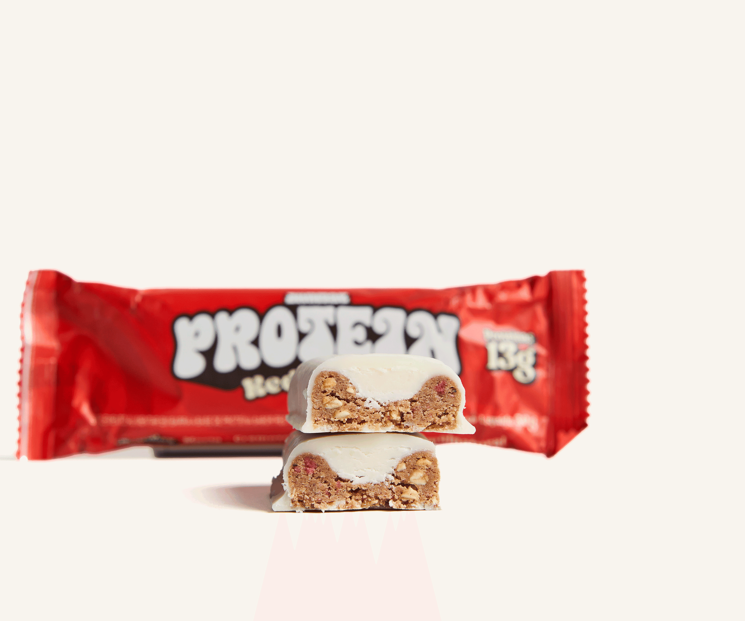 Barra de proteína vegana sabor red velvet 13g proteína 50g