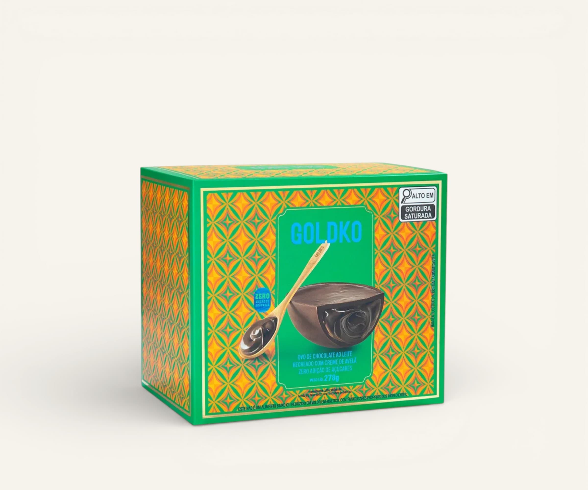 Ovo de Páscoa chocolate ao leite com recheio de creme de avelã GoldKo 278g