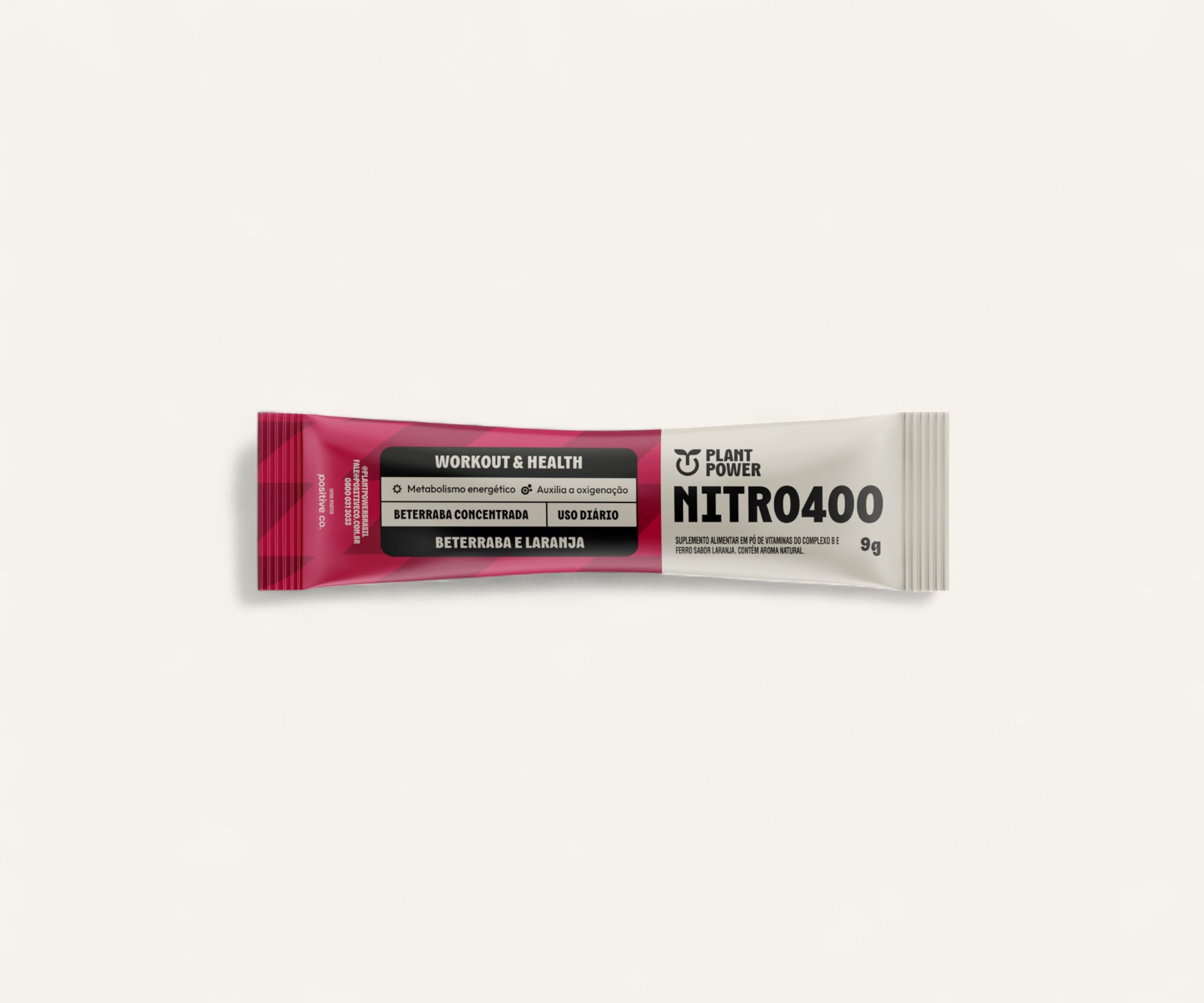 Suplemento alimentar Nitro400 sabor beterraba e laranja 9g