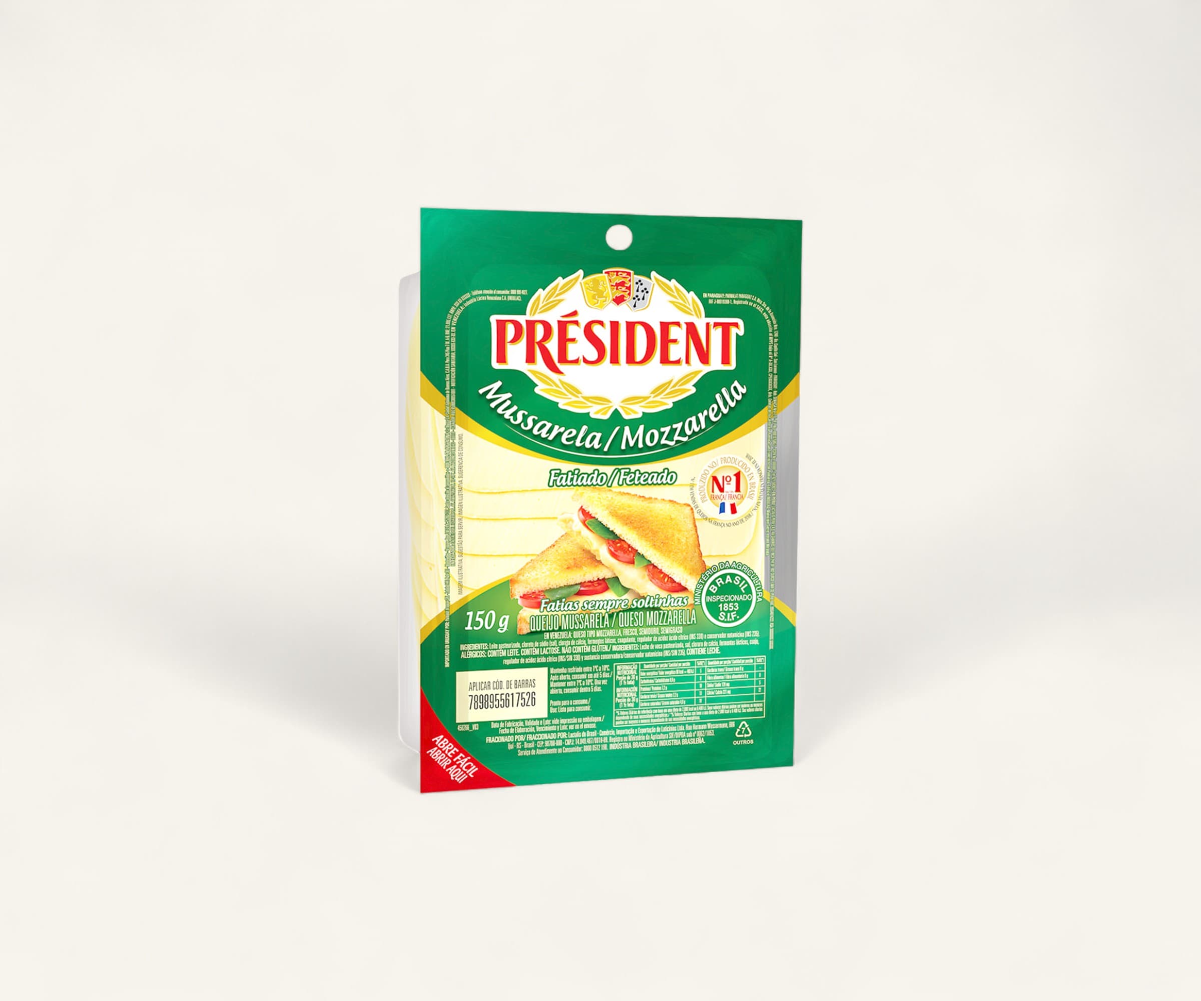 Queijo mussarela fatiado Président 150g