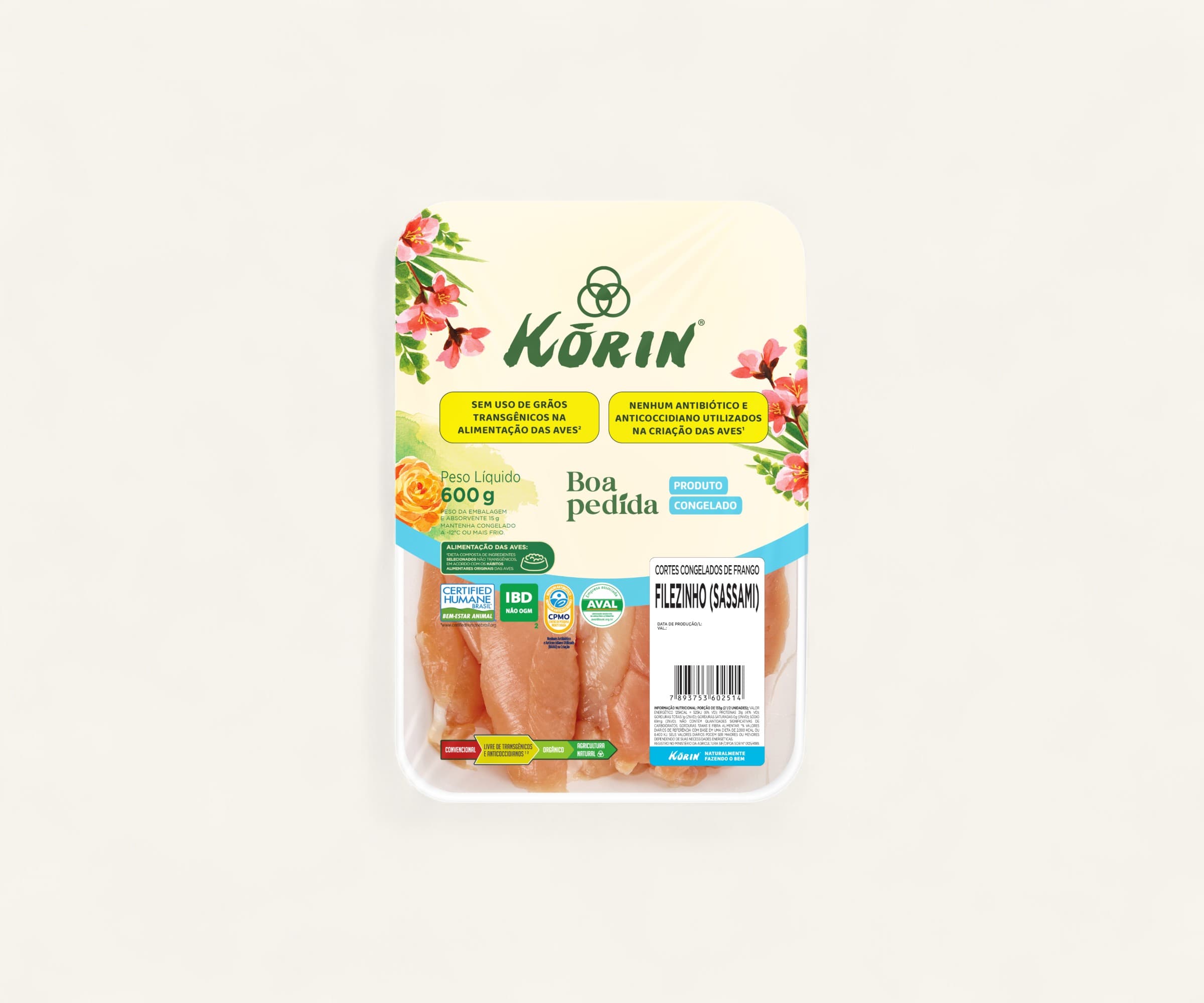 Filé sassami de frango congelado 600g