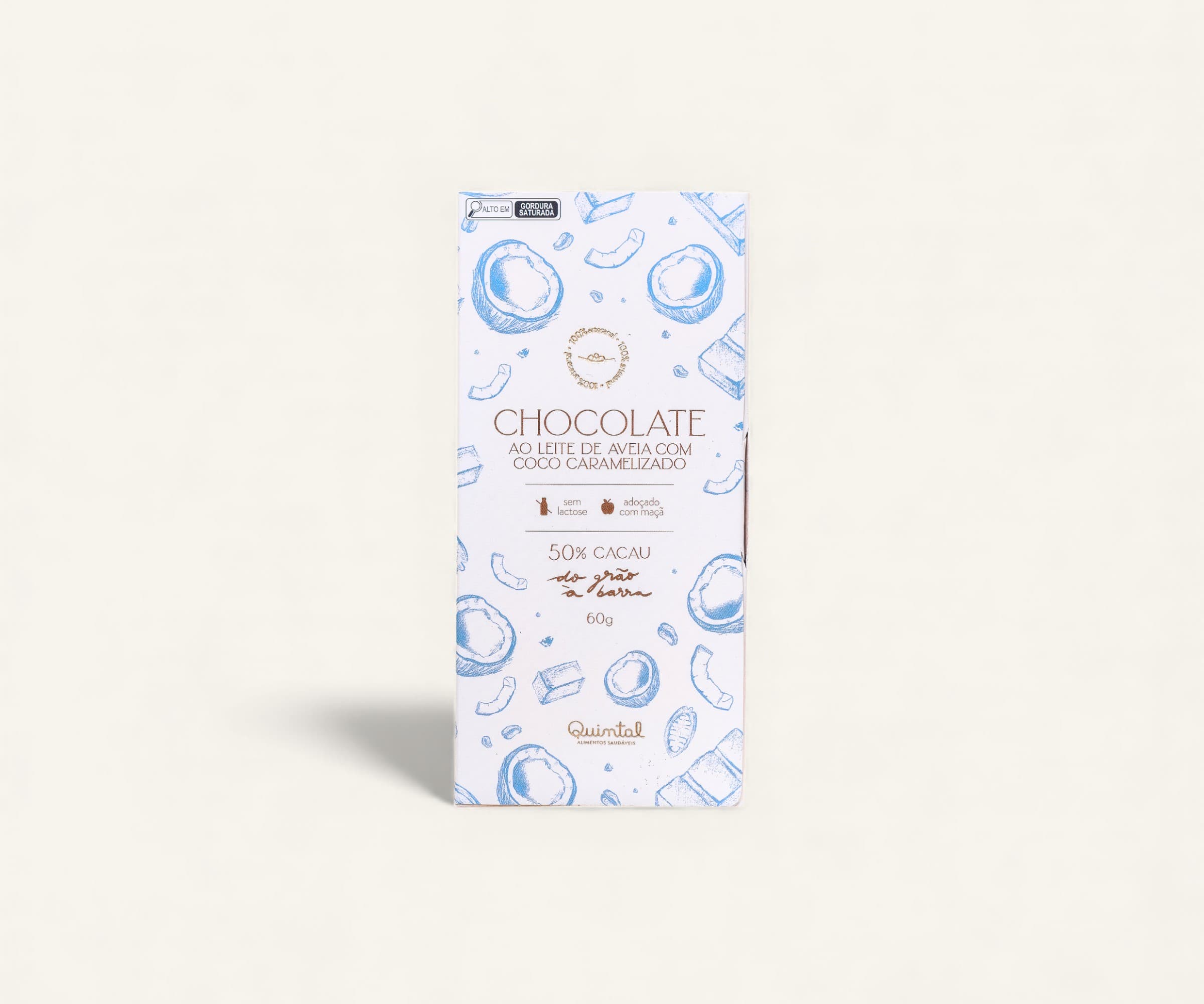 Chocolate ao leite de aveia 50% cacau com coco caramelizado 60g