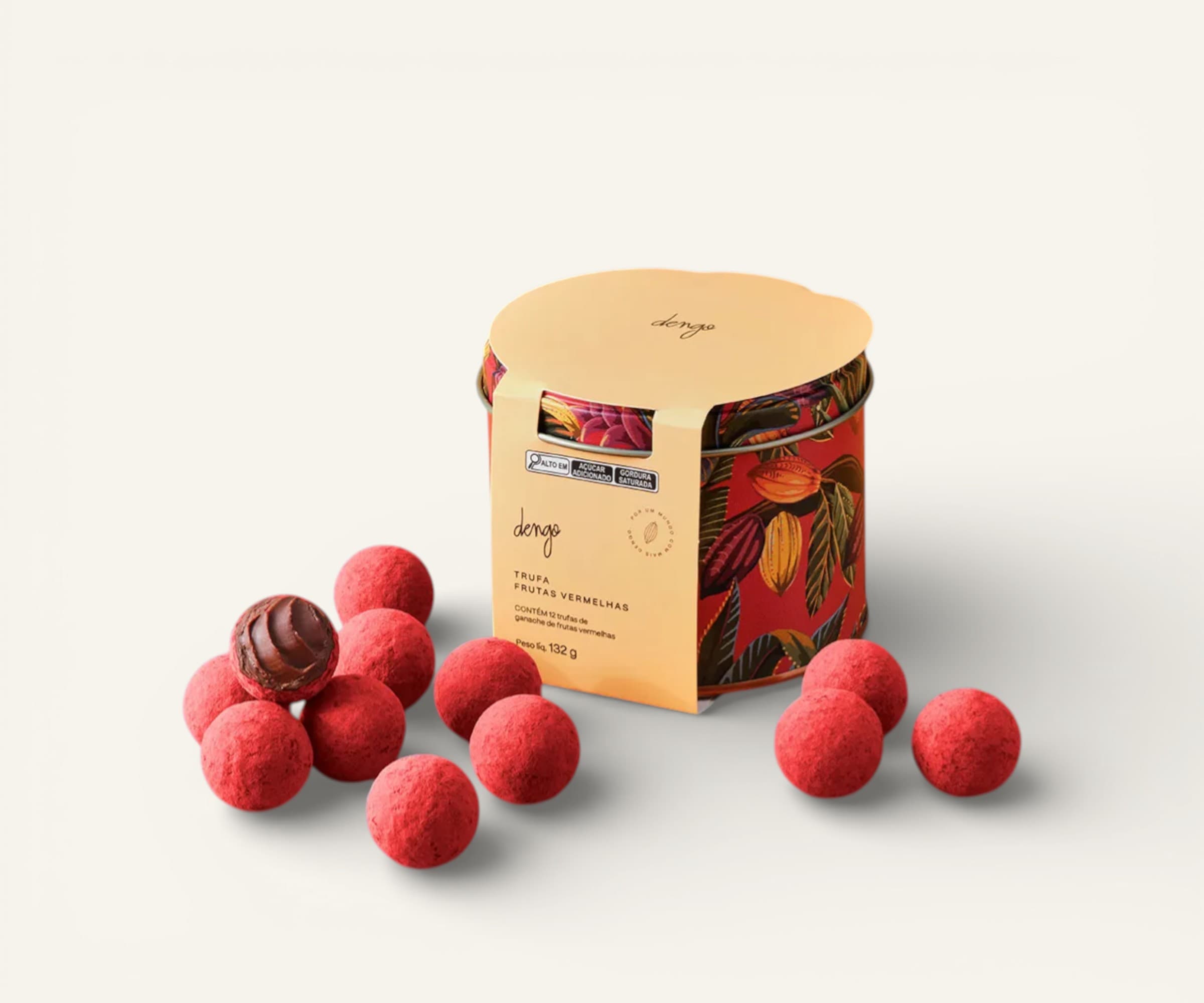 Trufas de ganache de morango, amora e framboesa Dengo 132g