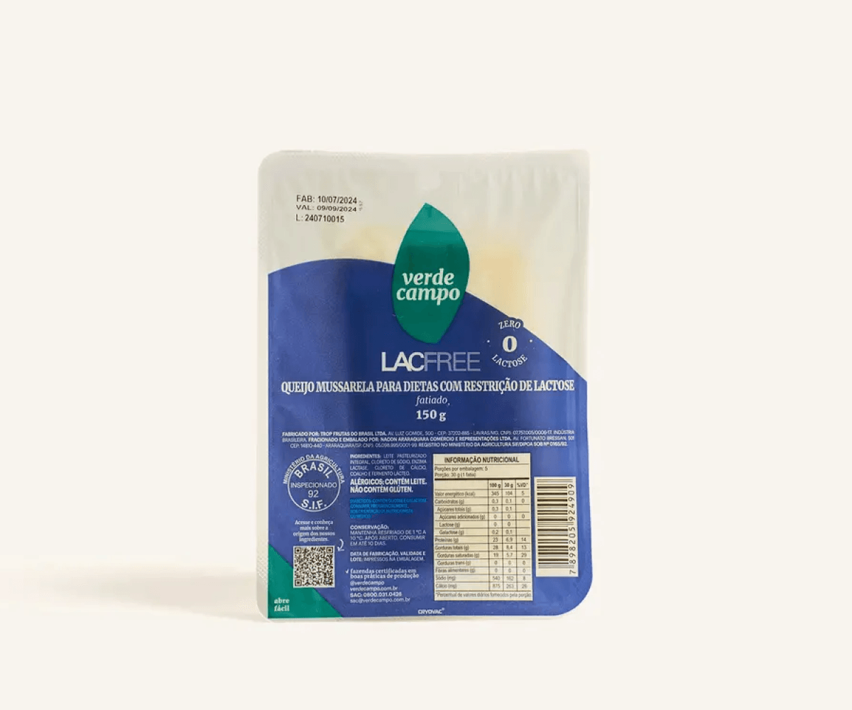 Queijo mussarela fatiado Lacfree 150g