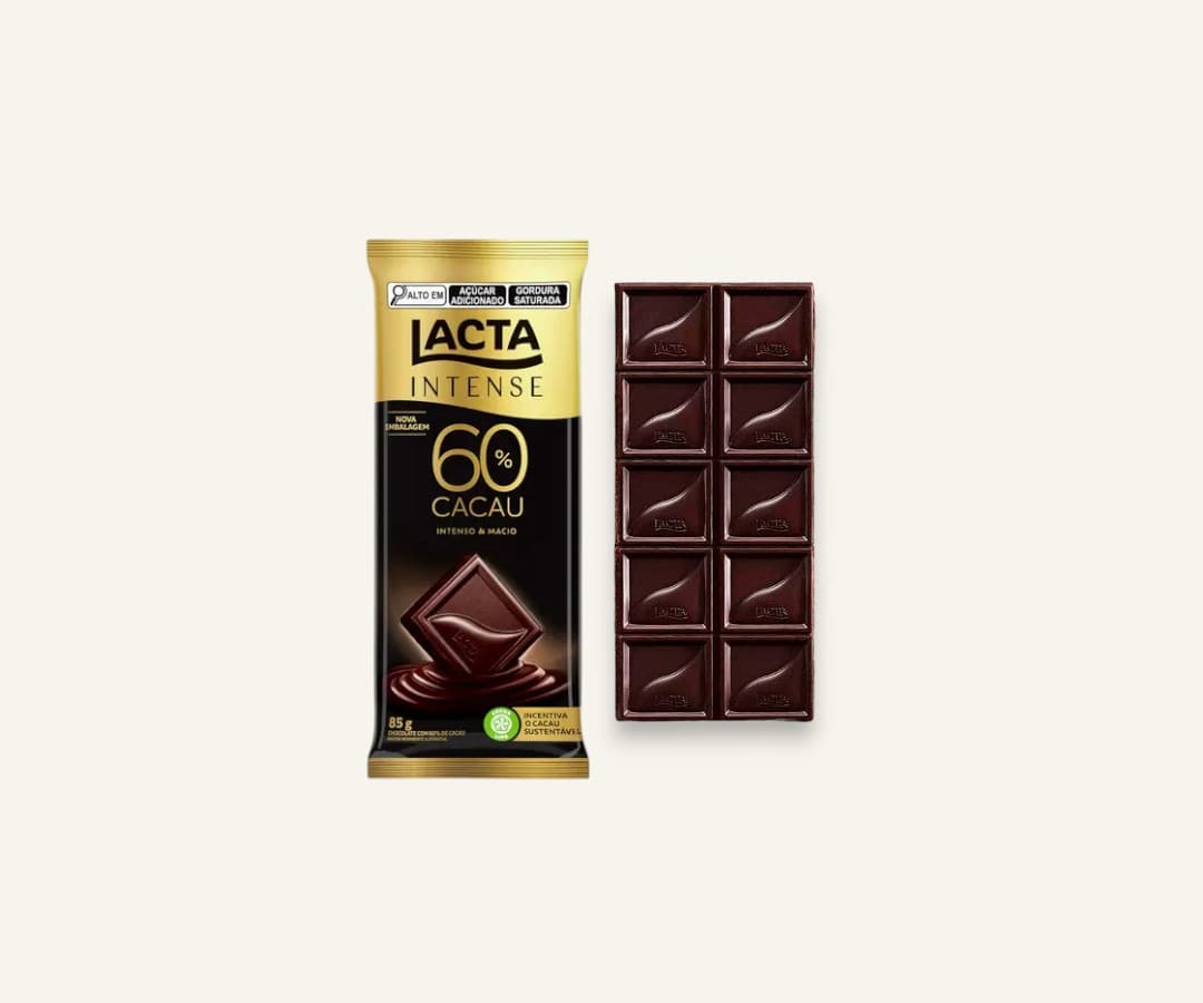 Chocolate 60% cacau Lacta Intense cacau original 85g