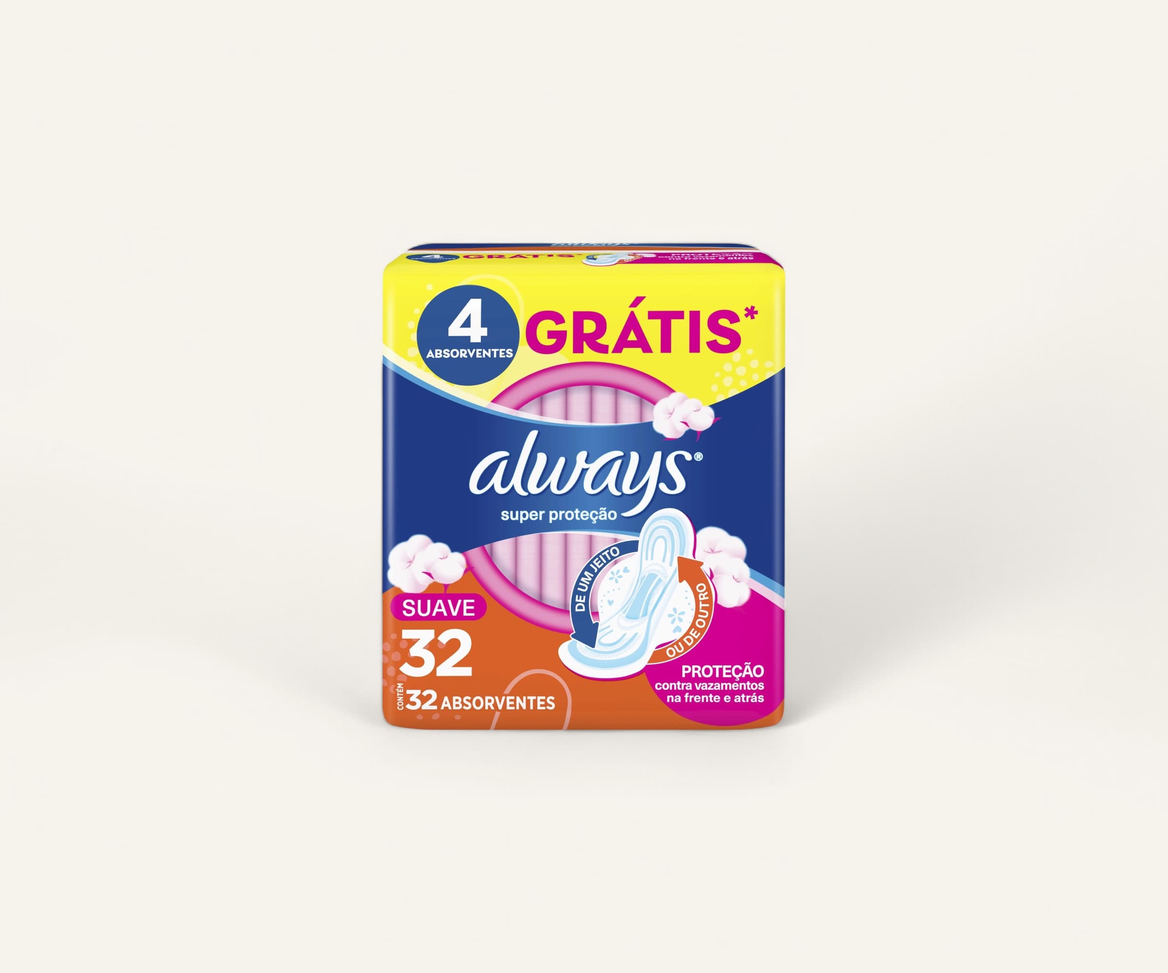 Absorvente com abas super proteção dia cobertura suave Always 32un