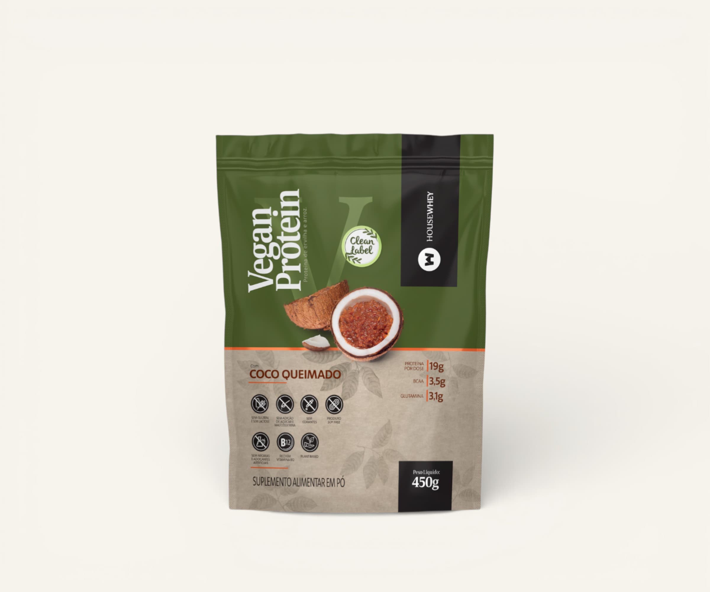 Vegan protein Housewhey sabor coco queimado 450g