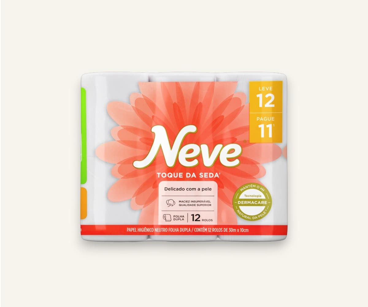 Papel higiênico folha dupla Toque da Seda 30m Neve 12un