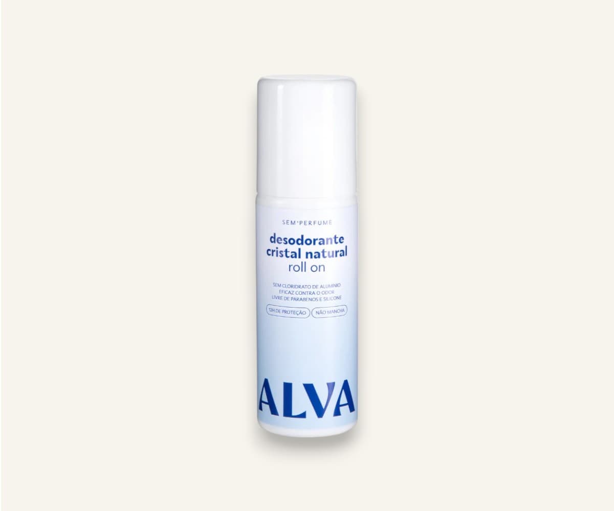 Desodorante roll on cristal natural sem perfume Alva 70ml