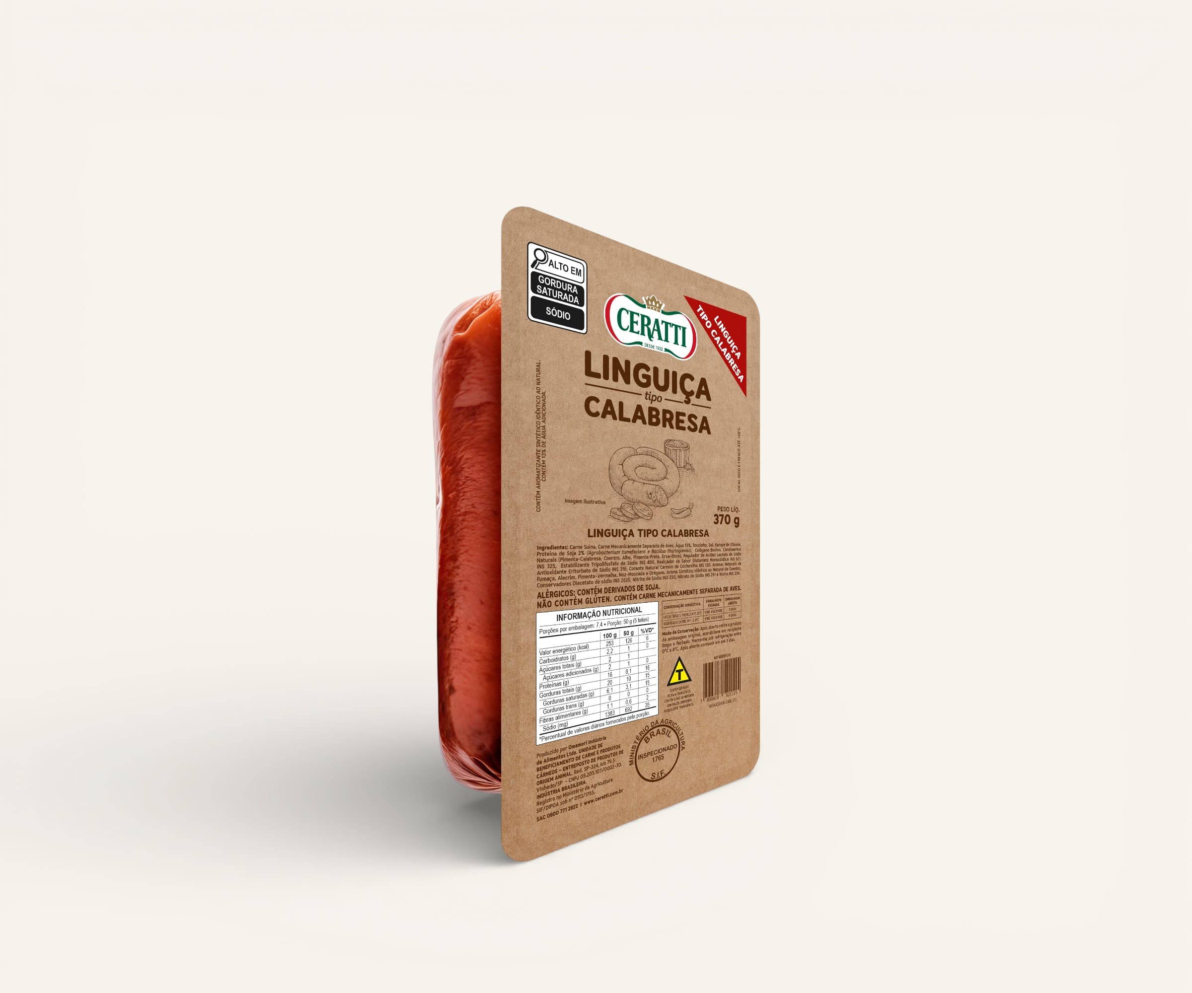Linguiça tipo calabresa Ceratti 370g