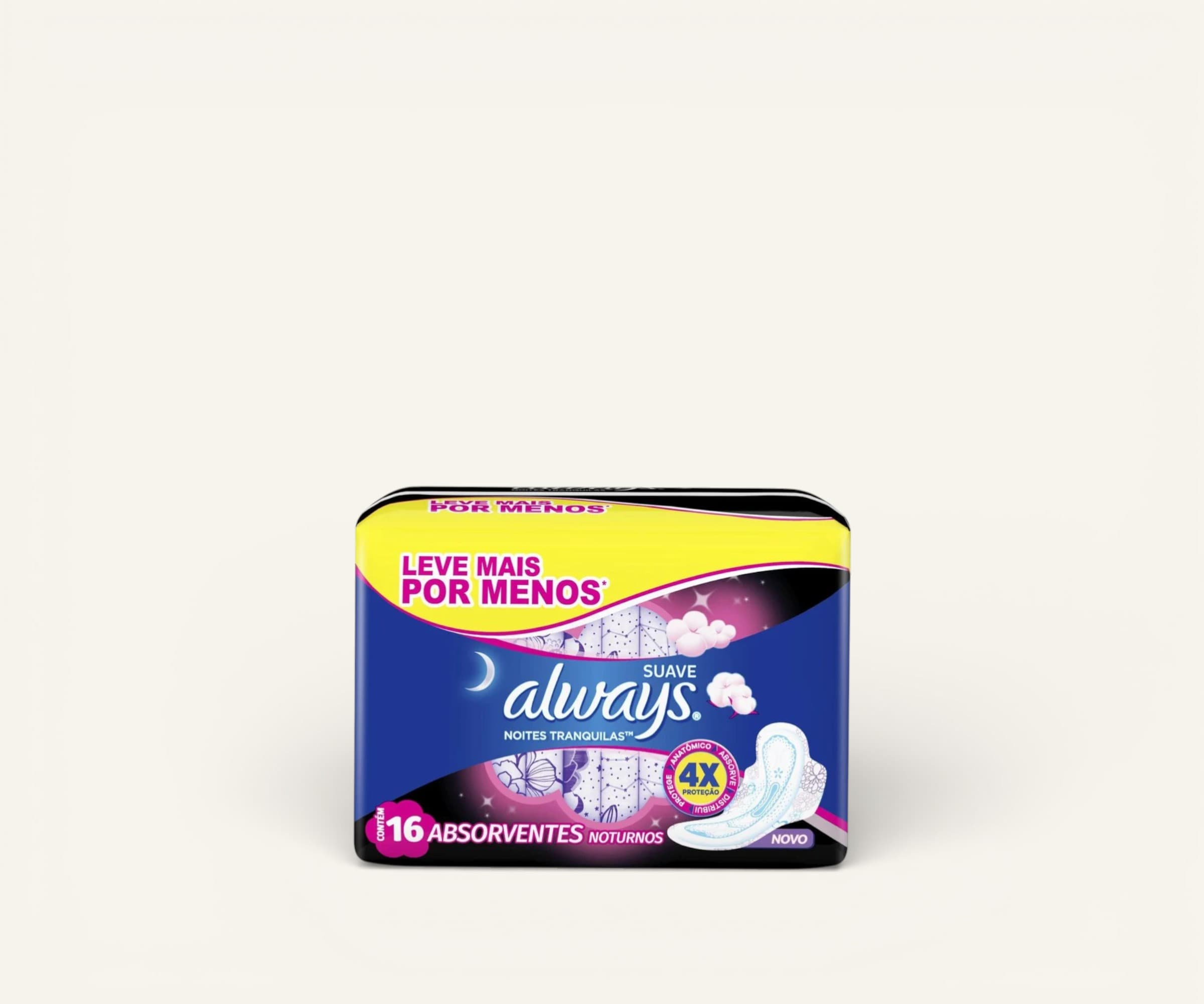Absorvente com abas noites tranquilas cobertura suave Always 16un