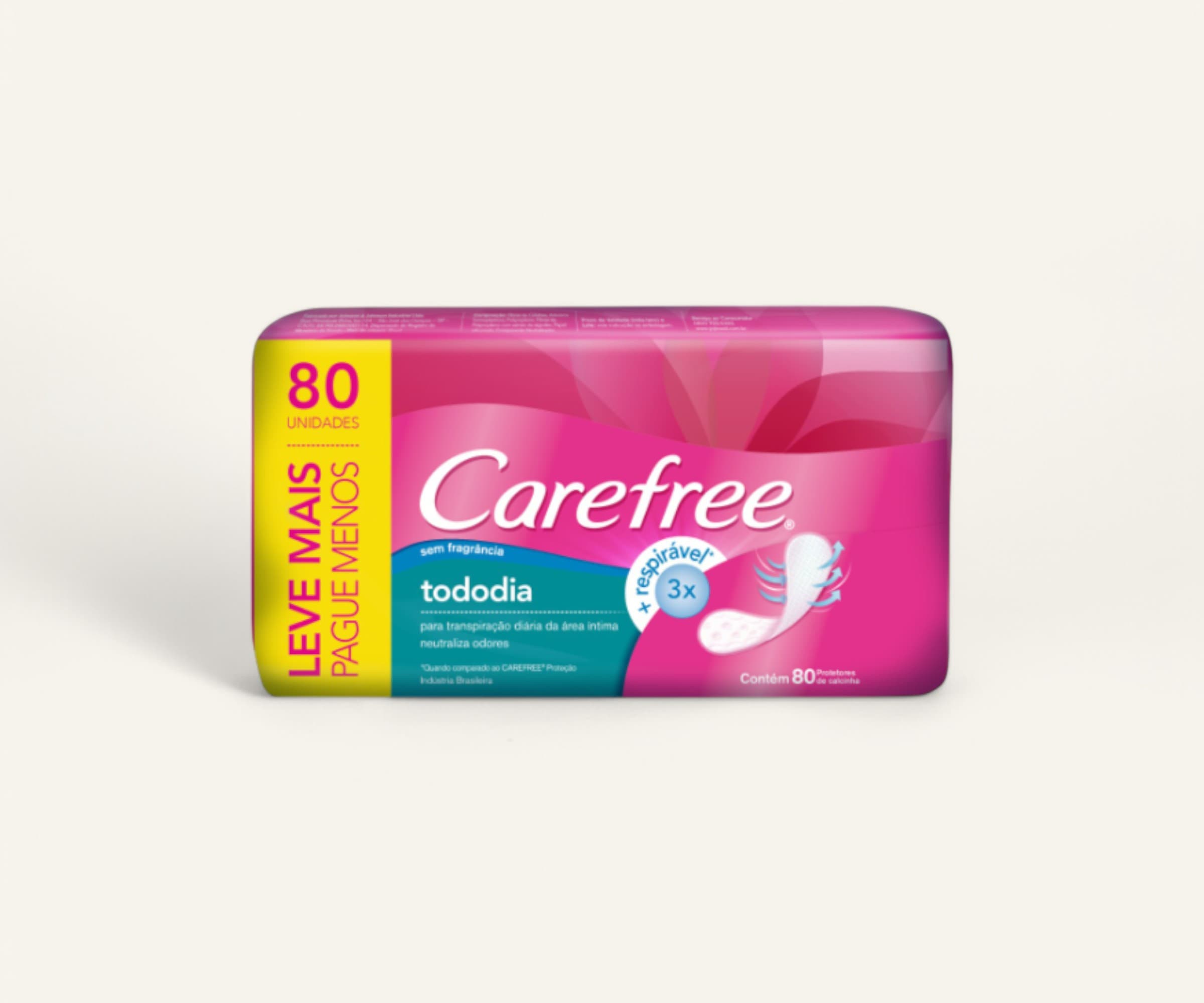 Protetor diário sem abas Todo Dia sem perfume Carefree 80un