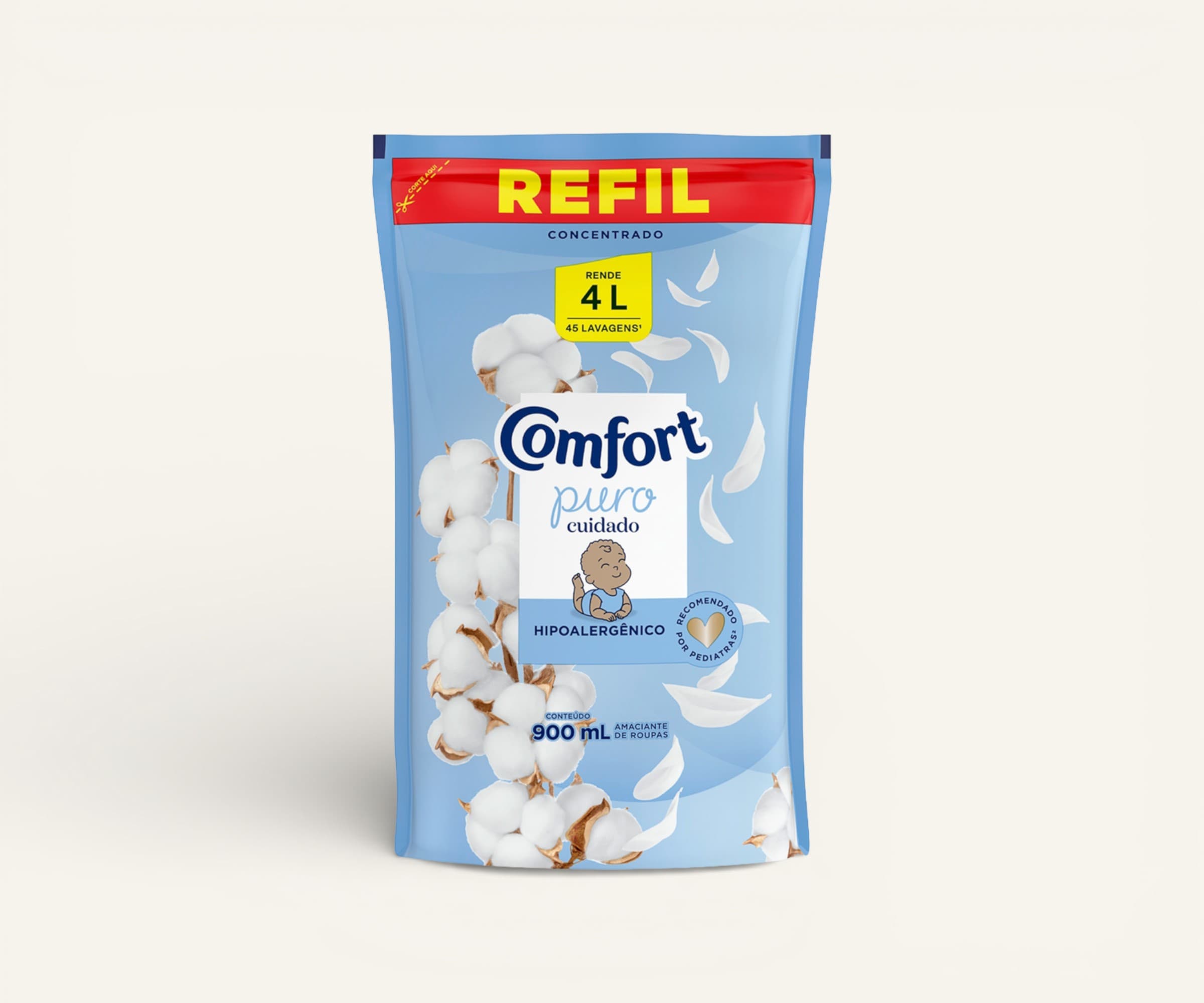 Amaciante concentrado Comfort Puro Cuidado refil 900ml
