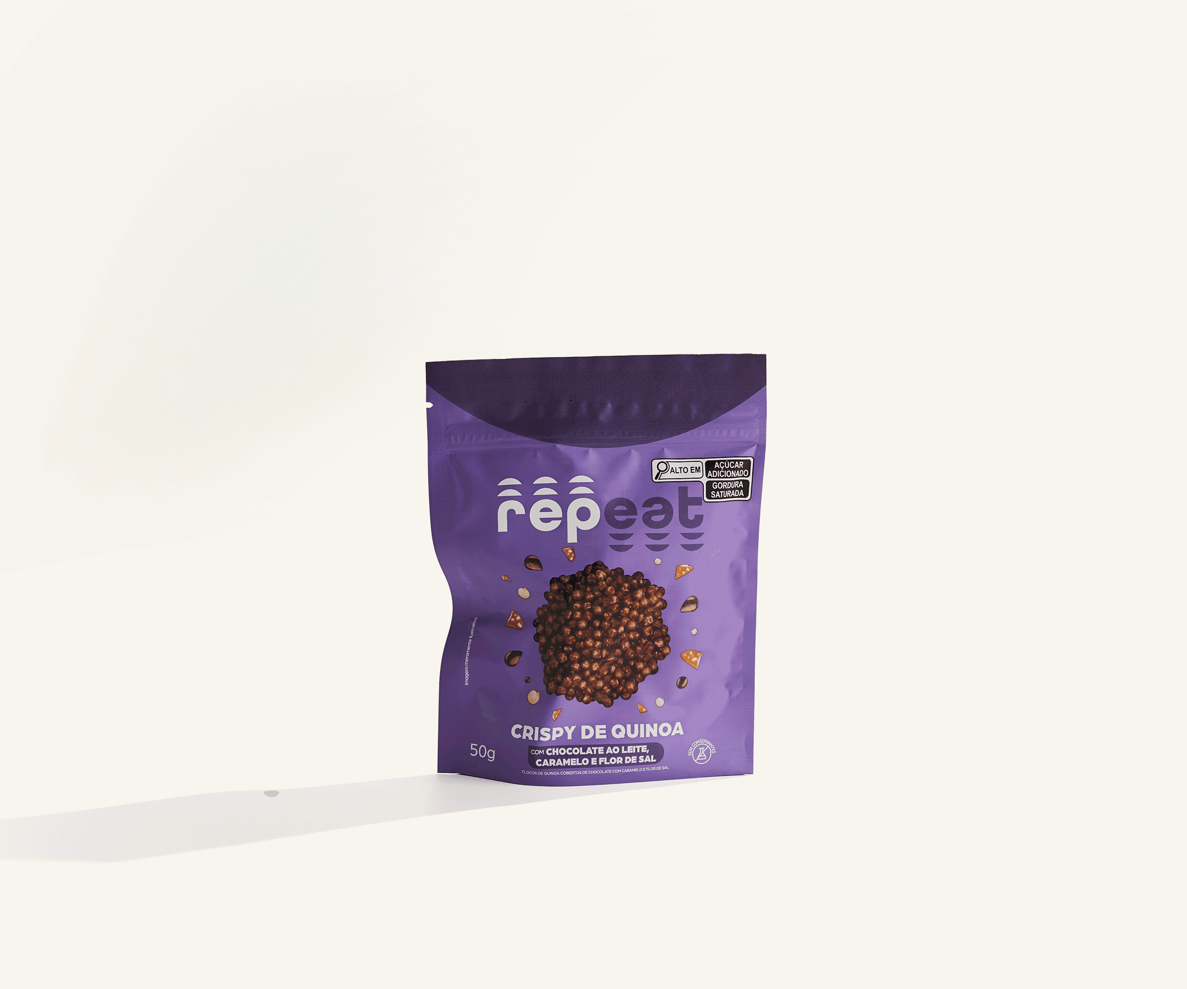 Crispy de quinoa com chocolate ao leite, caramelo e flor de sal 50g