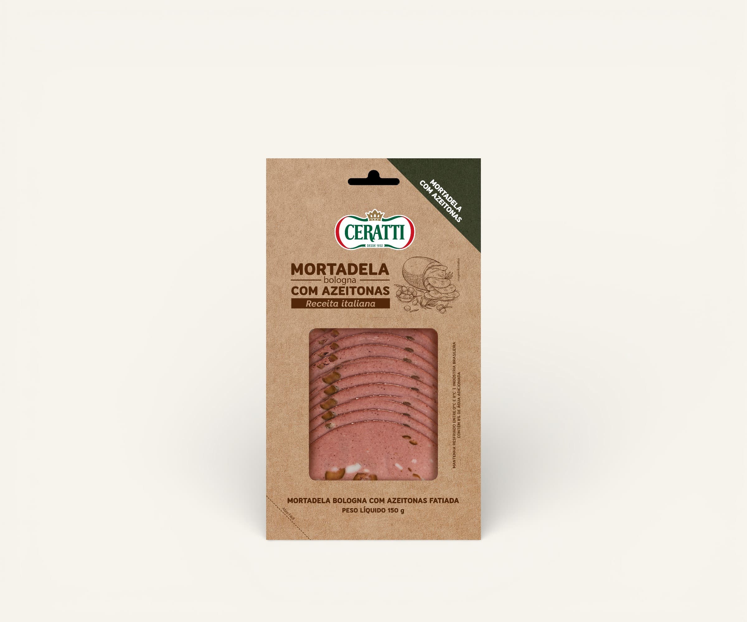 Mortadela bologna fatiada Ceratti com azeitonas 150g