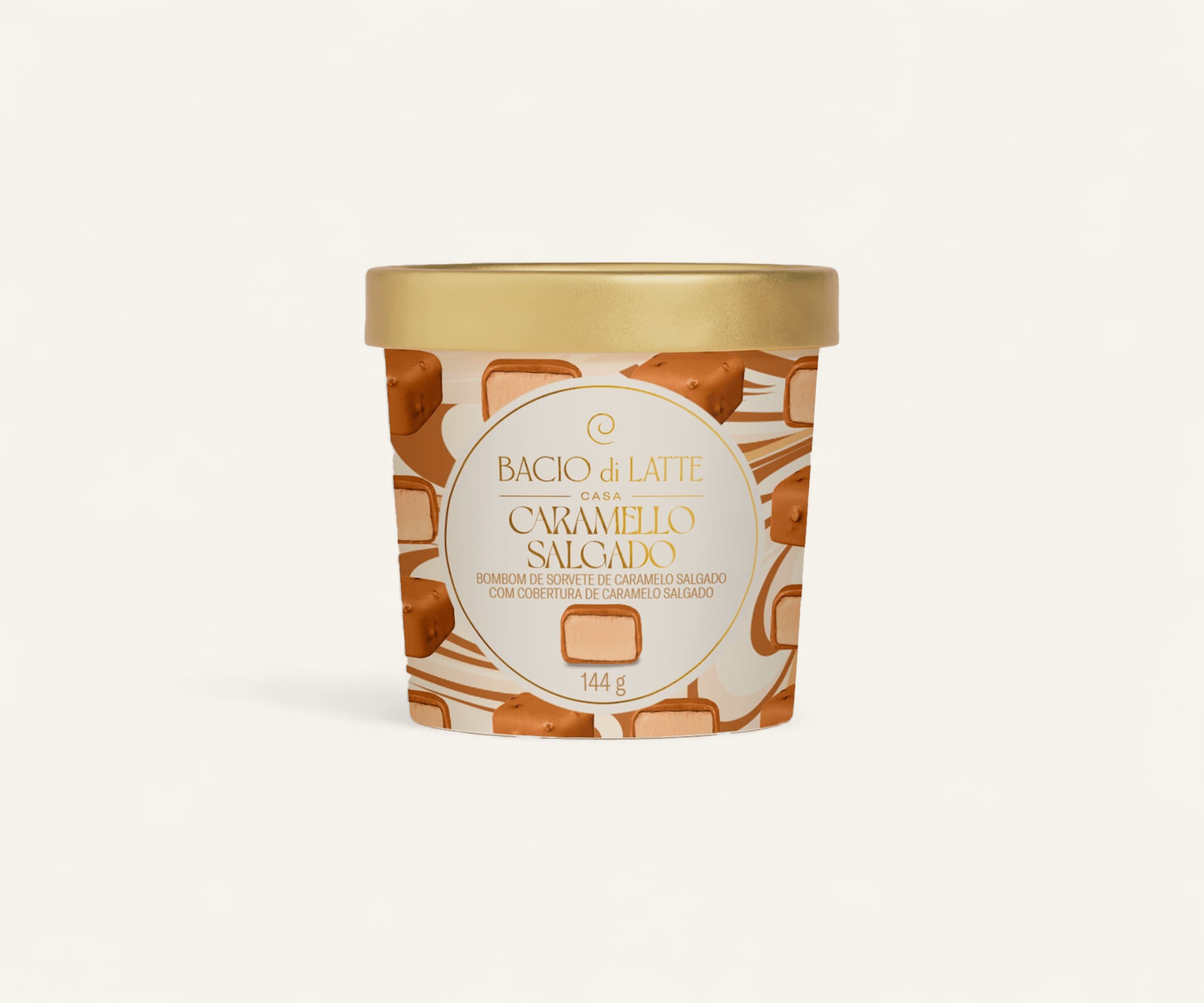 Bombom de sorvete de caramelo salgado Bacio di Latte 144g