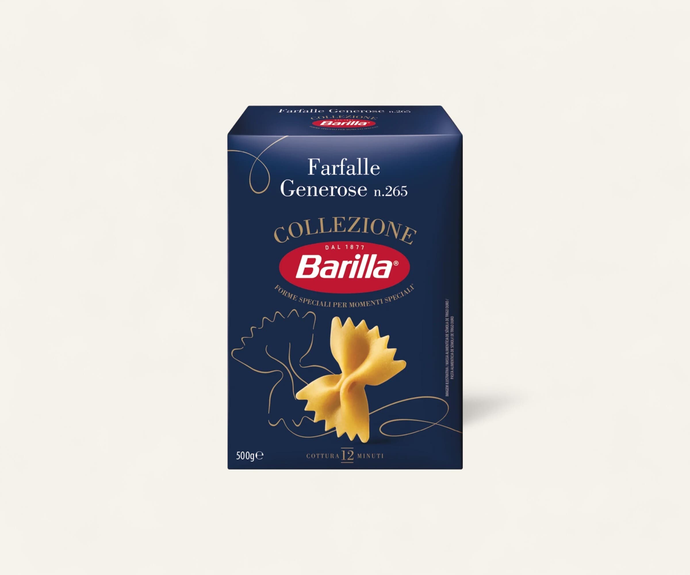 Macarrão de sêmola trigo duro farfalle generose nº265 Barilla 500g