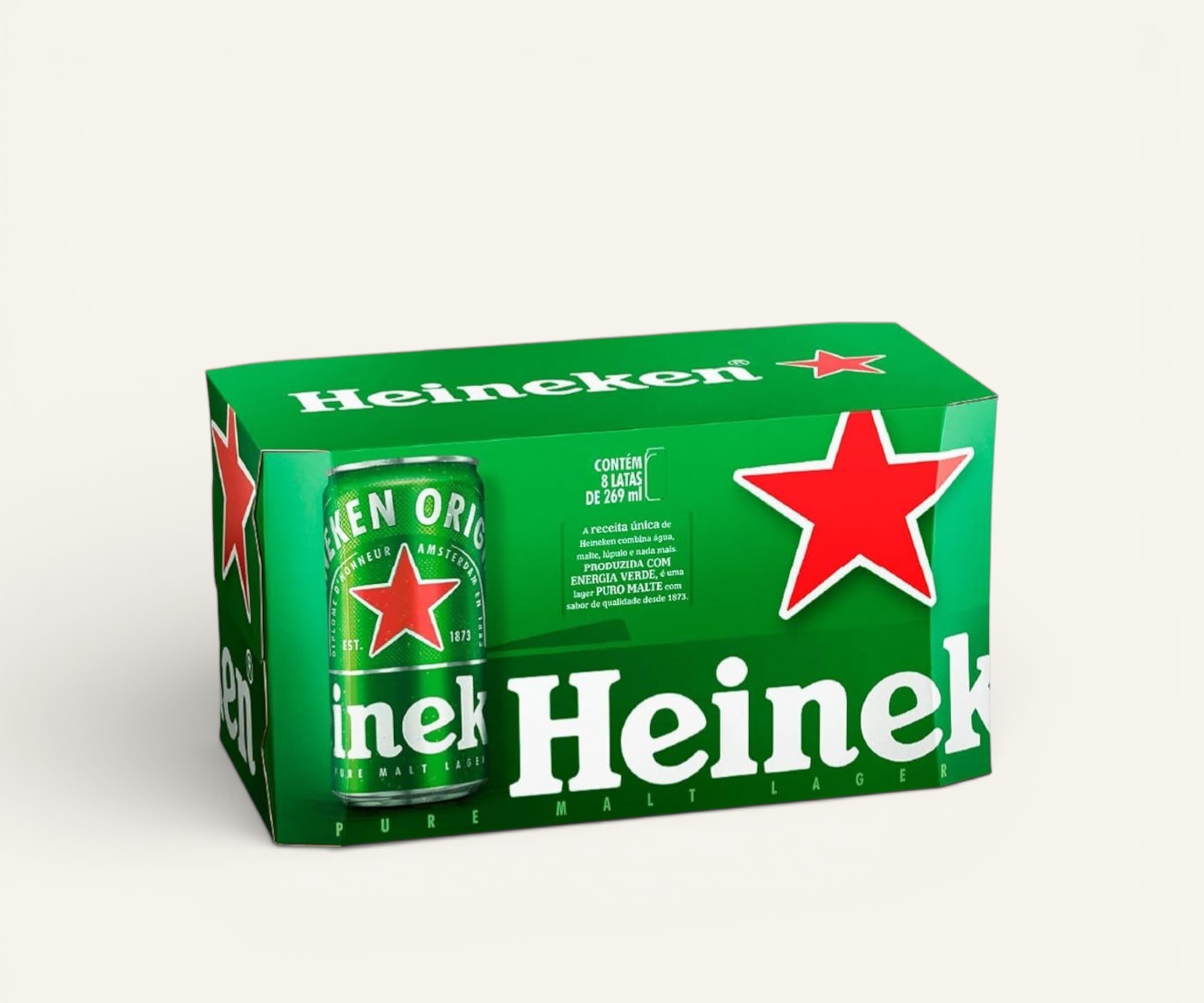 Cerveja puro malte Heineken lata pack 8x269ml