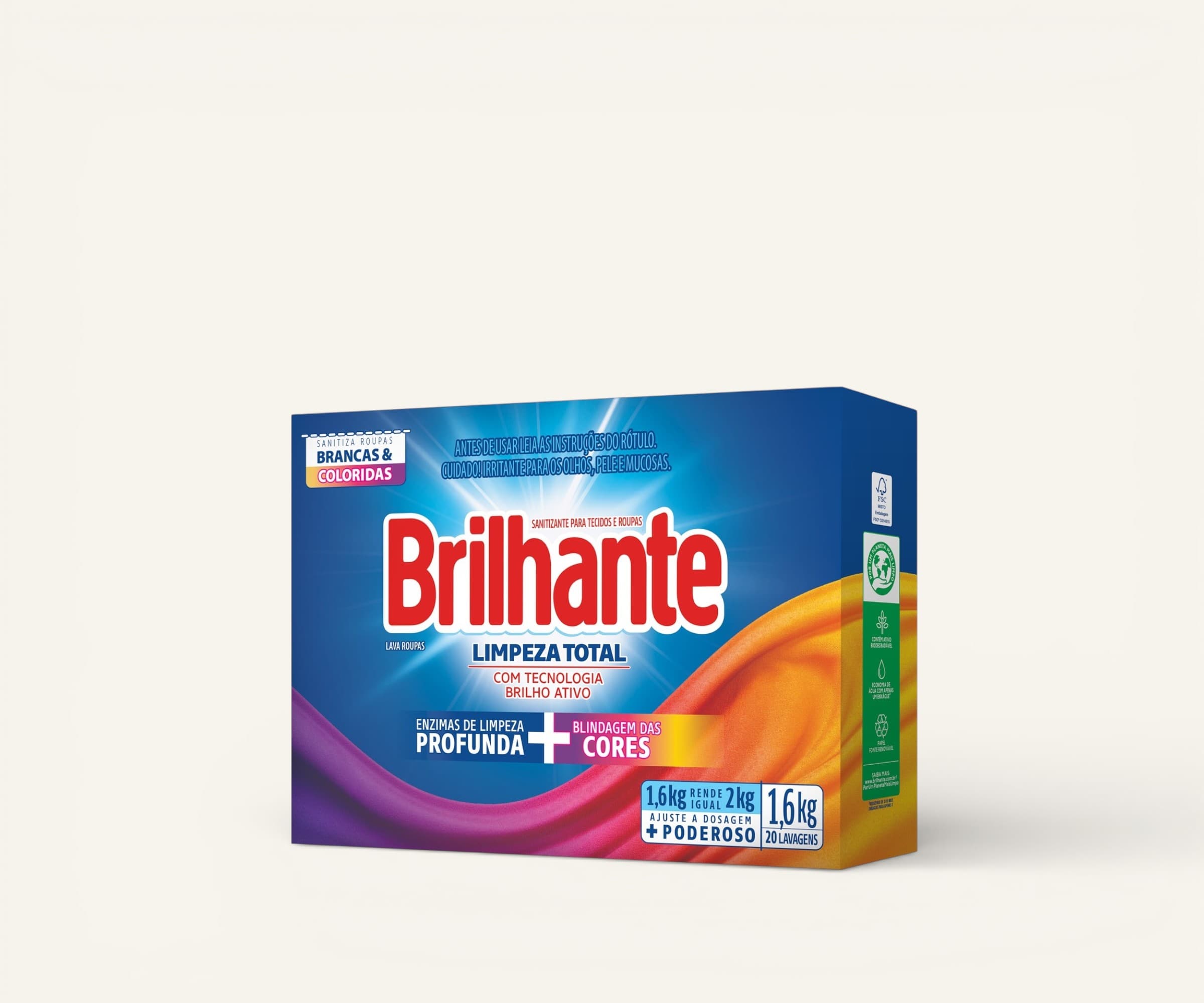 Lava roupas em pó Brilhante limpeza total 1,6kg