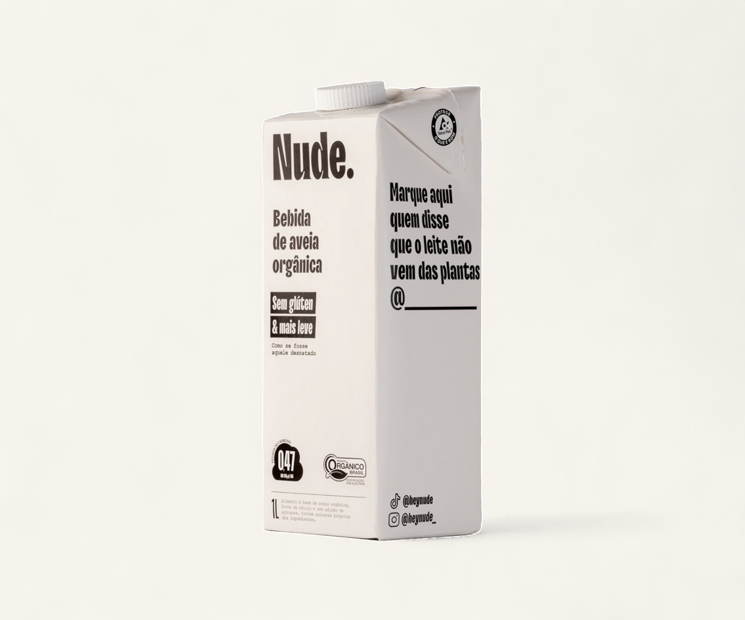 Bebida de aveia ogânico sem glúten Nude 1L