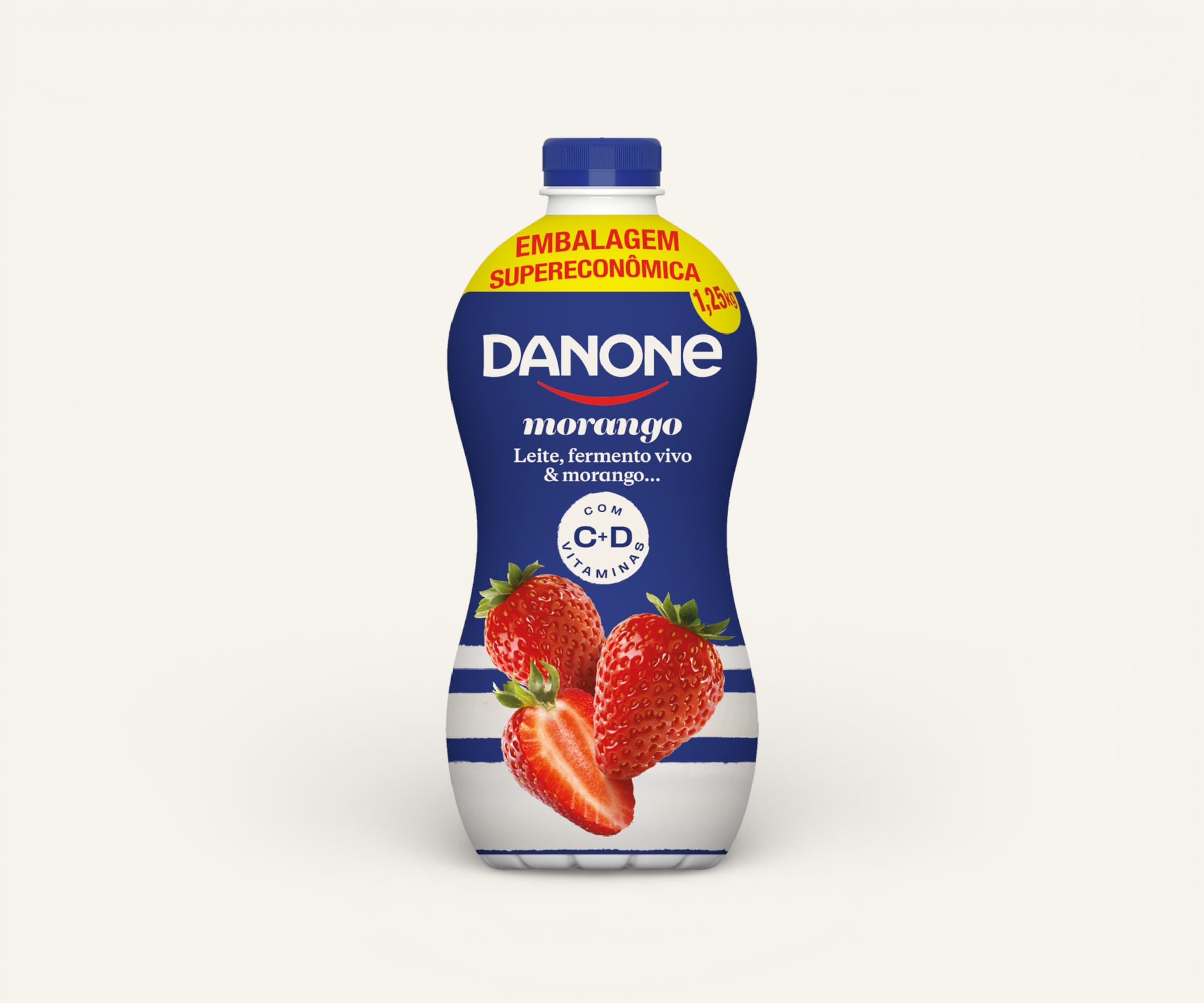 Iogurte líquido parcialmente desnatado com preparado de morango 1,25kg