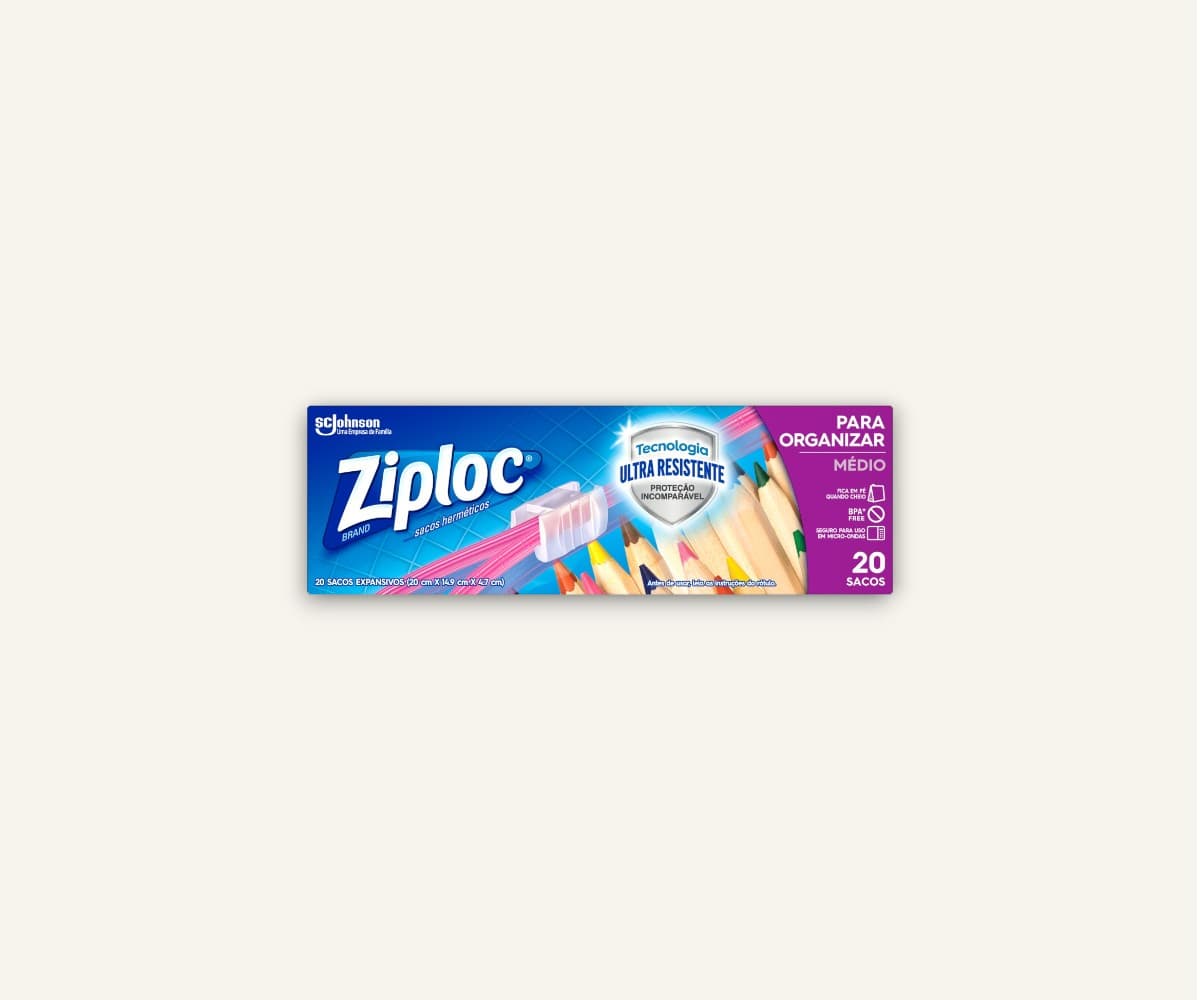 Saco hermético médio Ziploc 20un