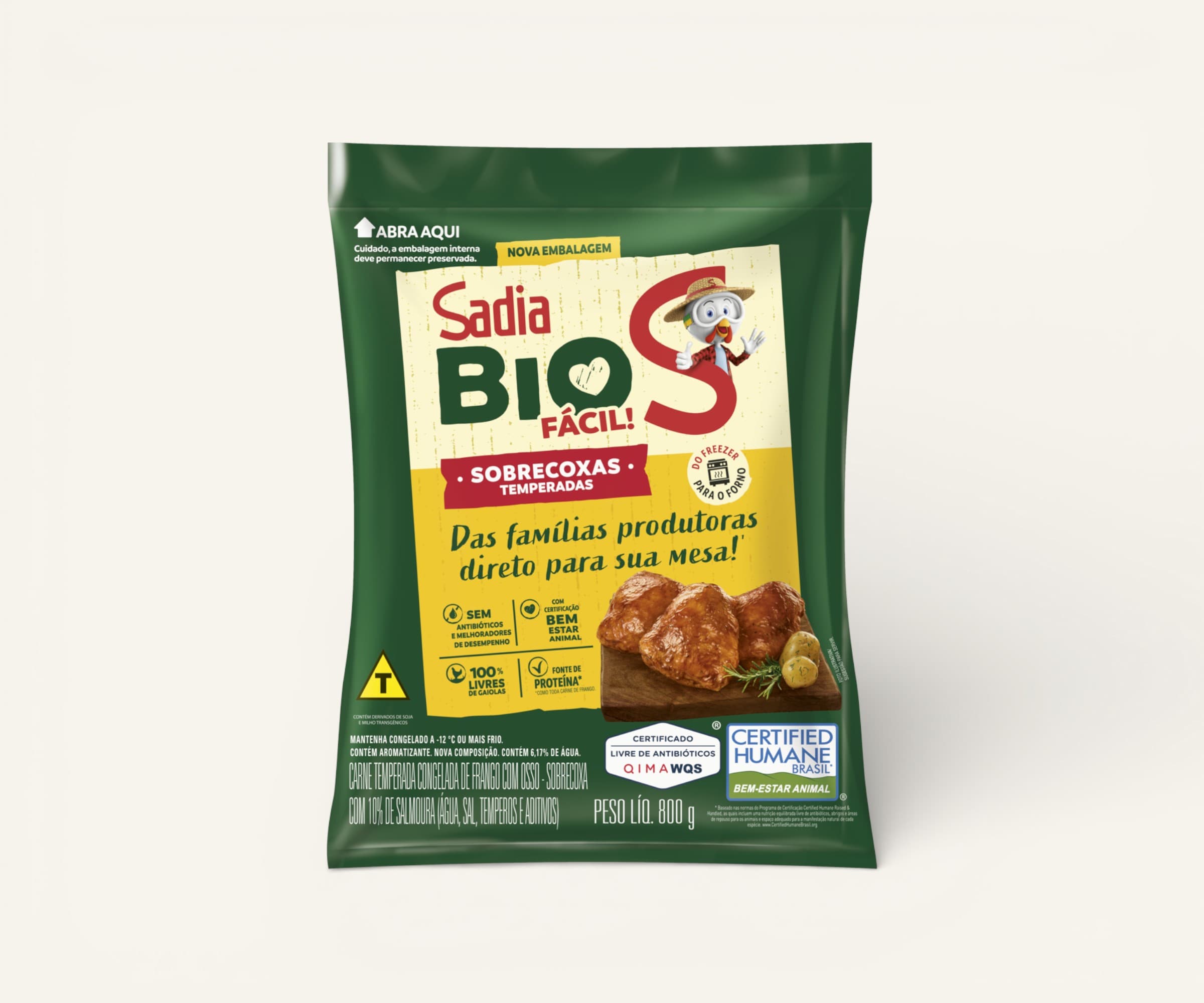 Sobrecoxas de frango temperadas Sadia Bio Fácil 800g