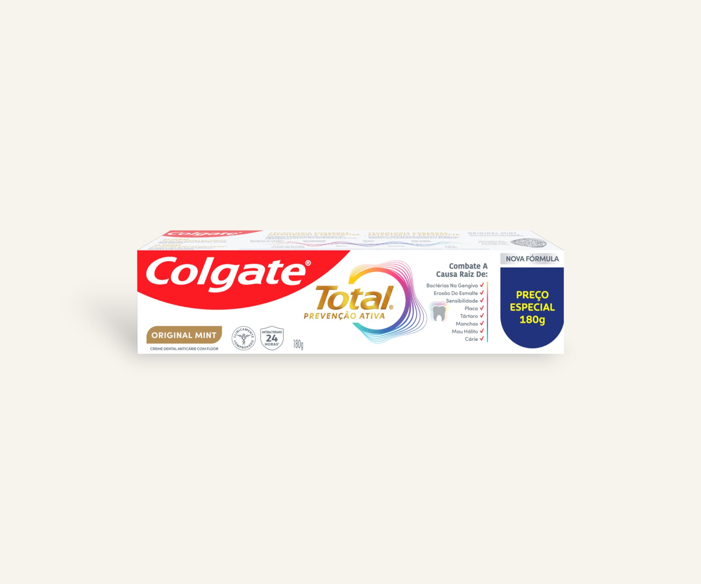 Creme dental com flúor Total prevenção ativa Colgate 180g