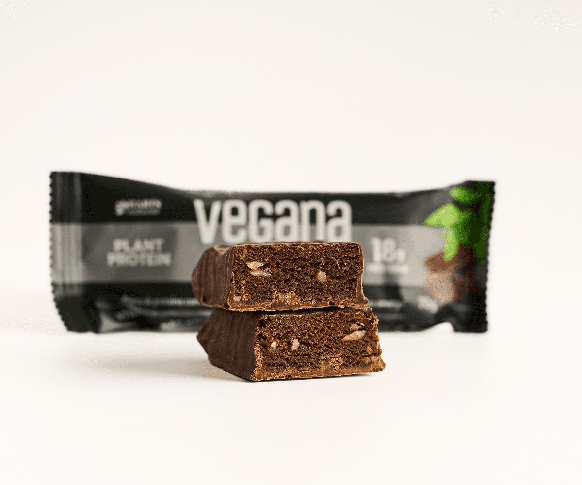 Barra de proteína vegana Harts chocolate nibs sem açúcar 18g proteína 70g