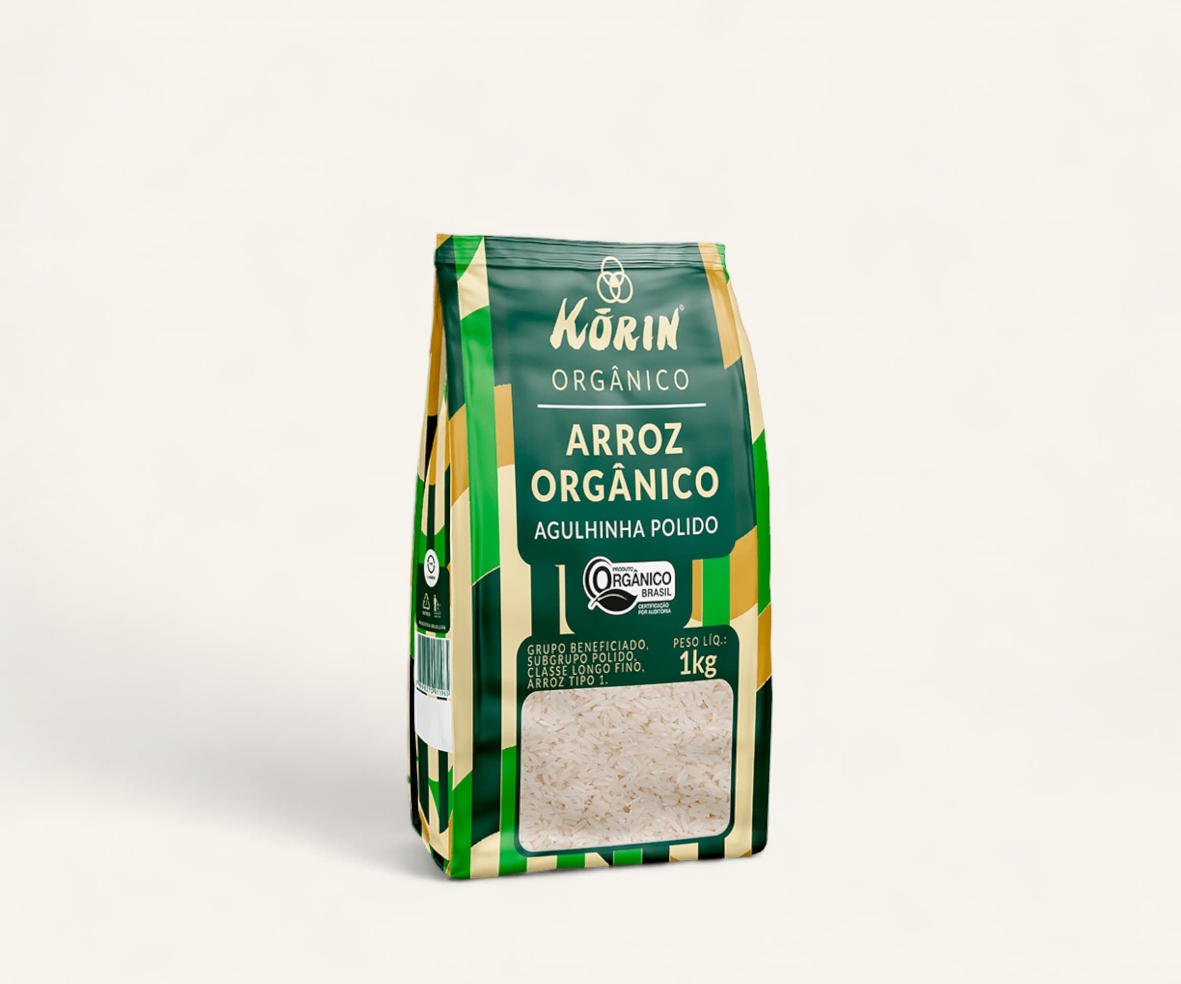 Arroz agulhinha polido orgânico 1kg