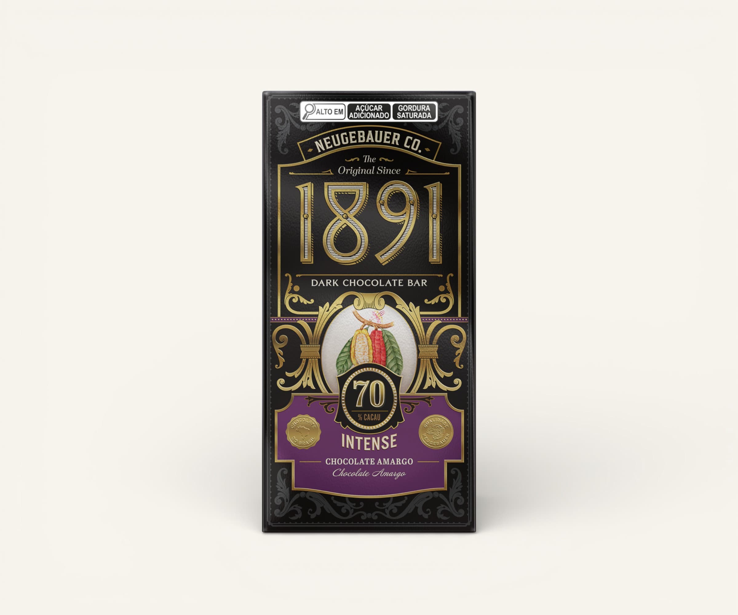 Chocolate amargo 1891 Intese 70% cacau Neugebauer 90g