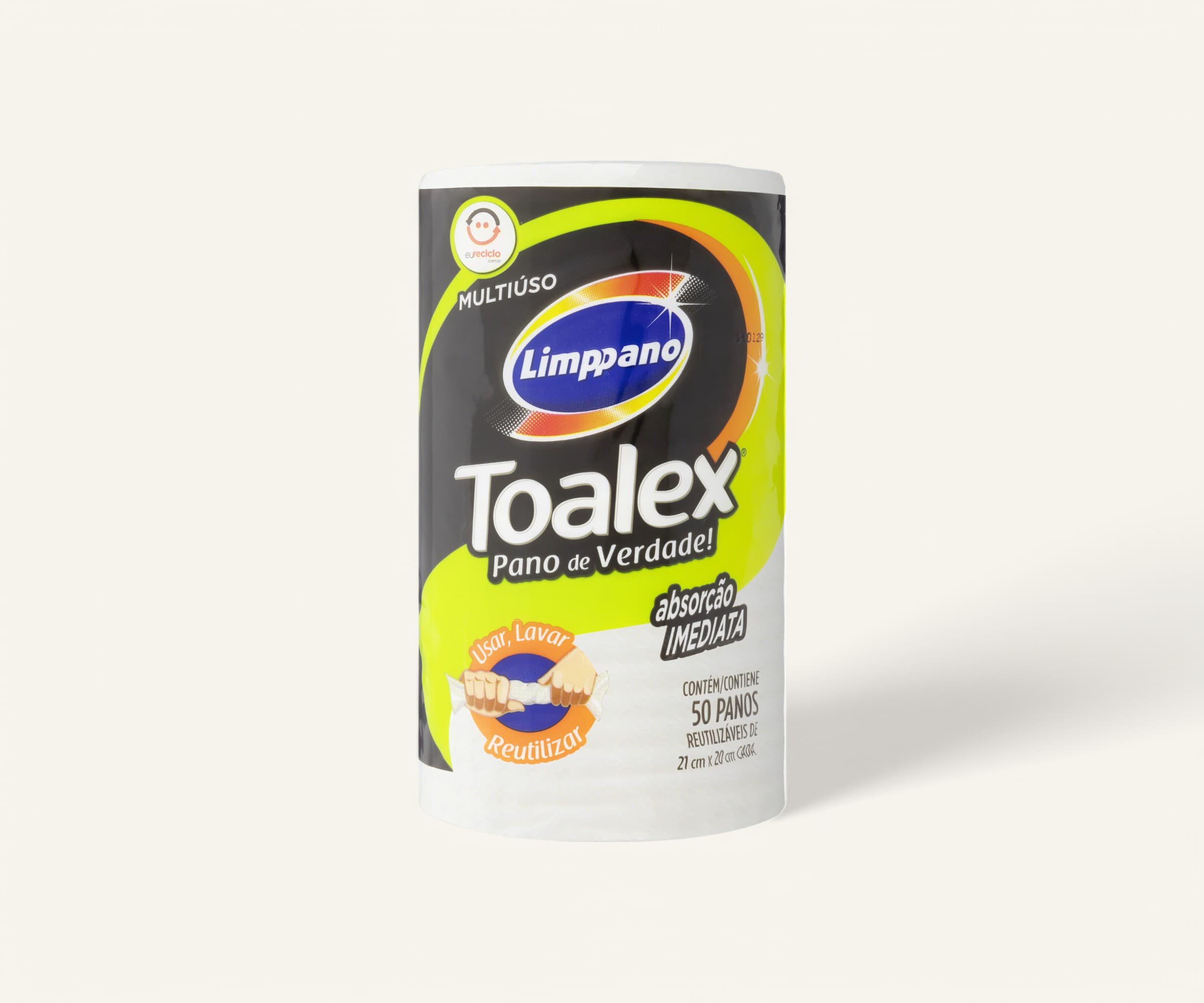 Pano reutilizável Toalex branco Limpanno 50 panos