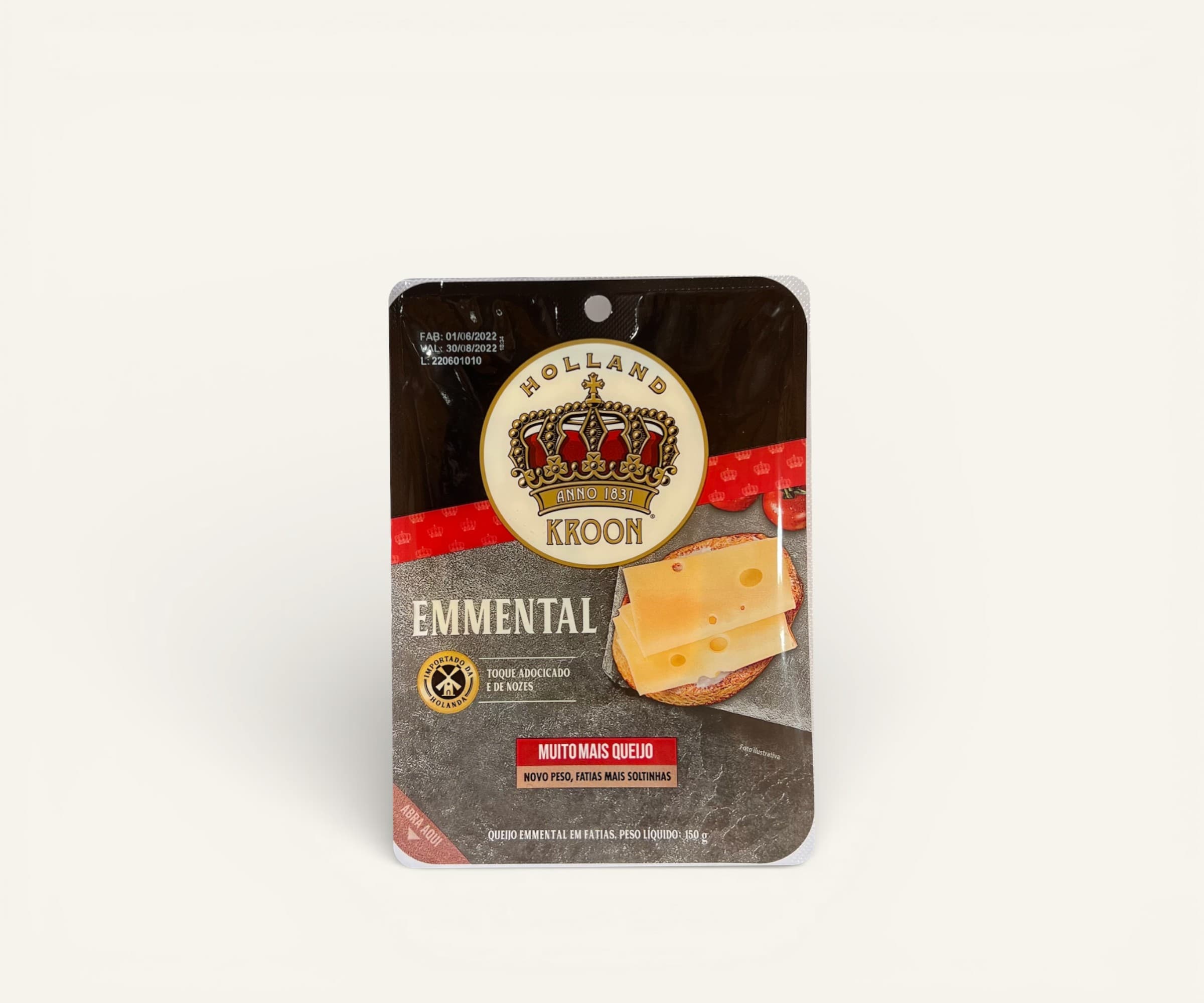 Queijo holandês emmental Kroon fatiado 150g