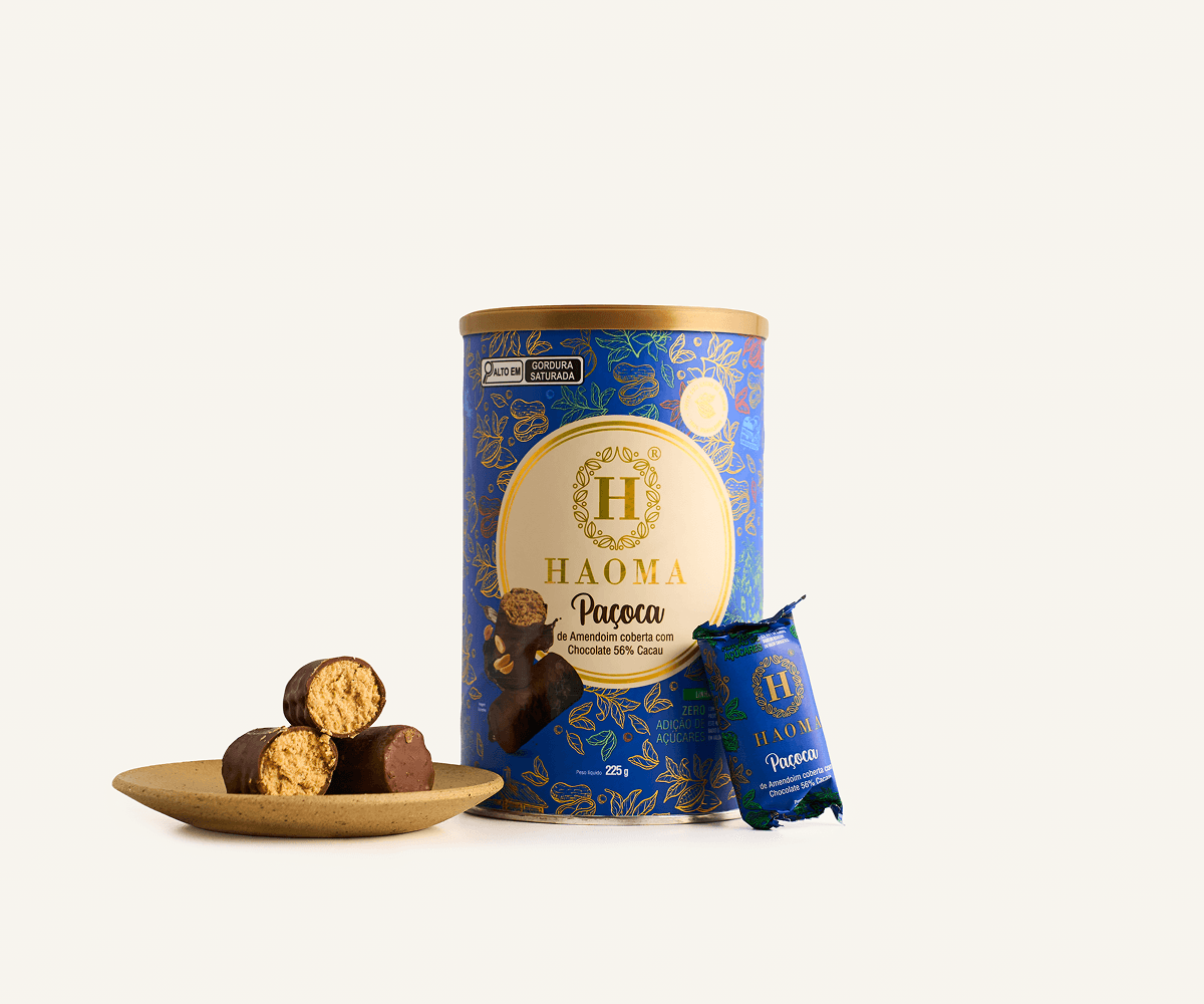 Paçoca com cobertura de chocolate 56% Haoma 225g