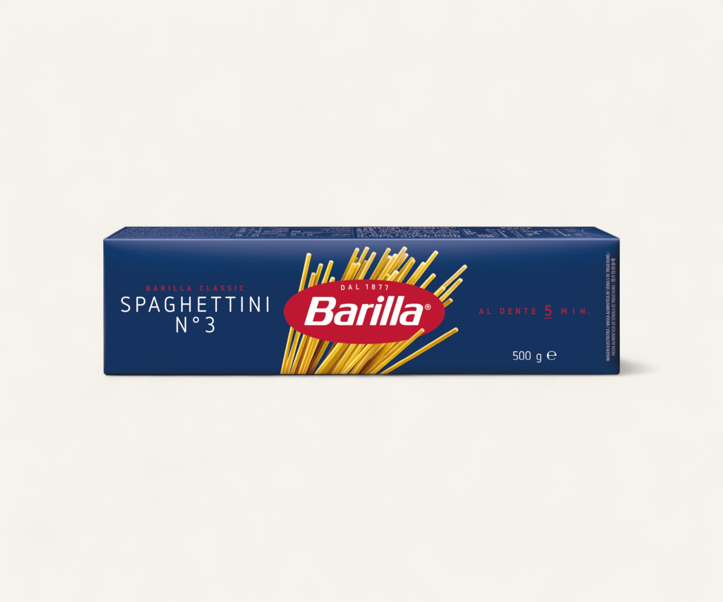 Macarrão de sêmola trigo duro spaghettini nº3 Barilla 500g