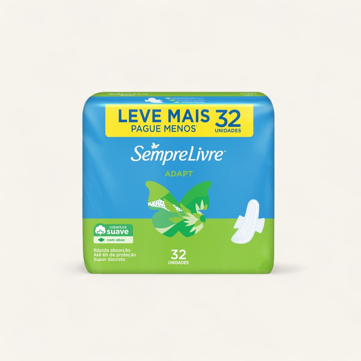 Absorvente com abas Adapt cobertura suave Sempre Livre 32un