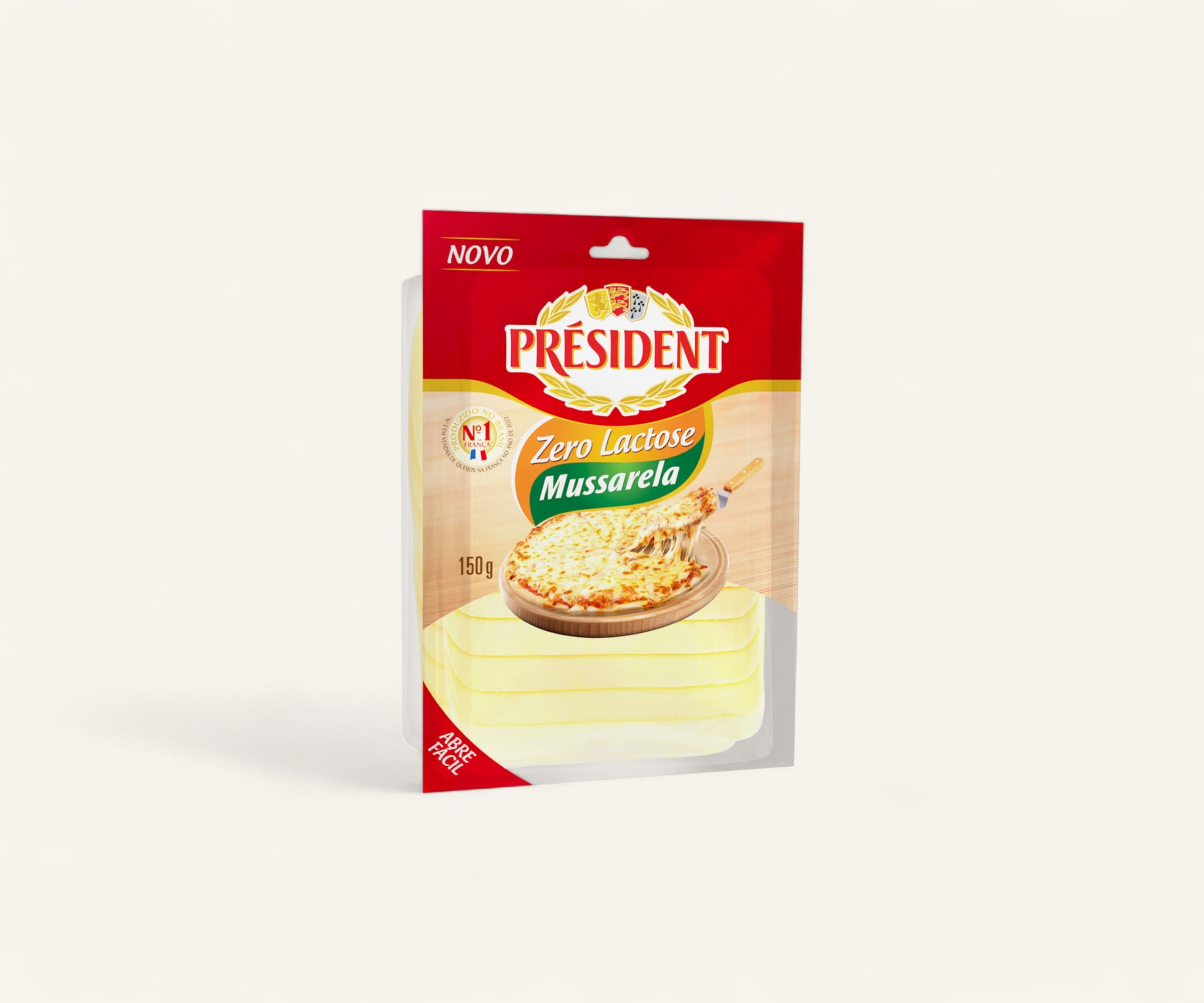 Queijo mussarela fatiado zero lactose Président 150g