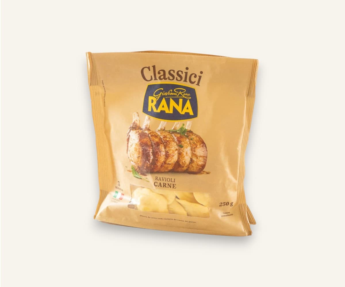 Massa ravioli de carne 250g