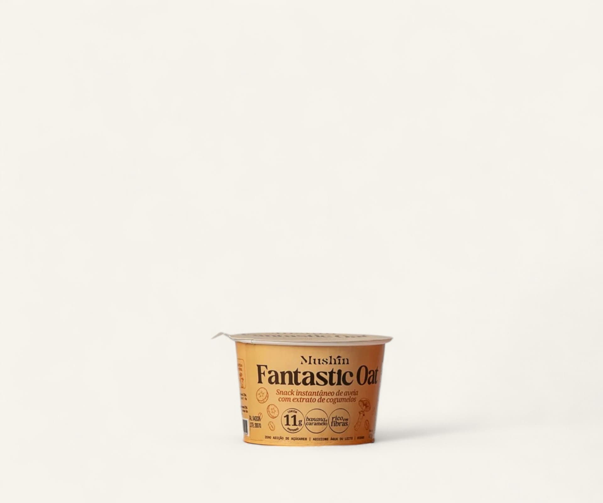 Mingau proteico de aveia sabor banana e caramelo Mushin 40g