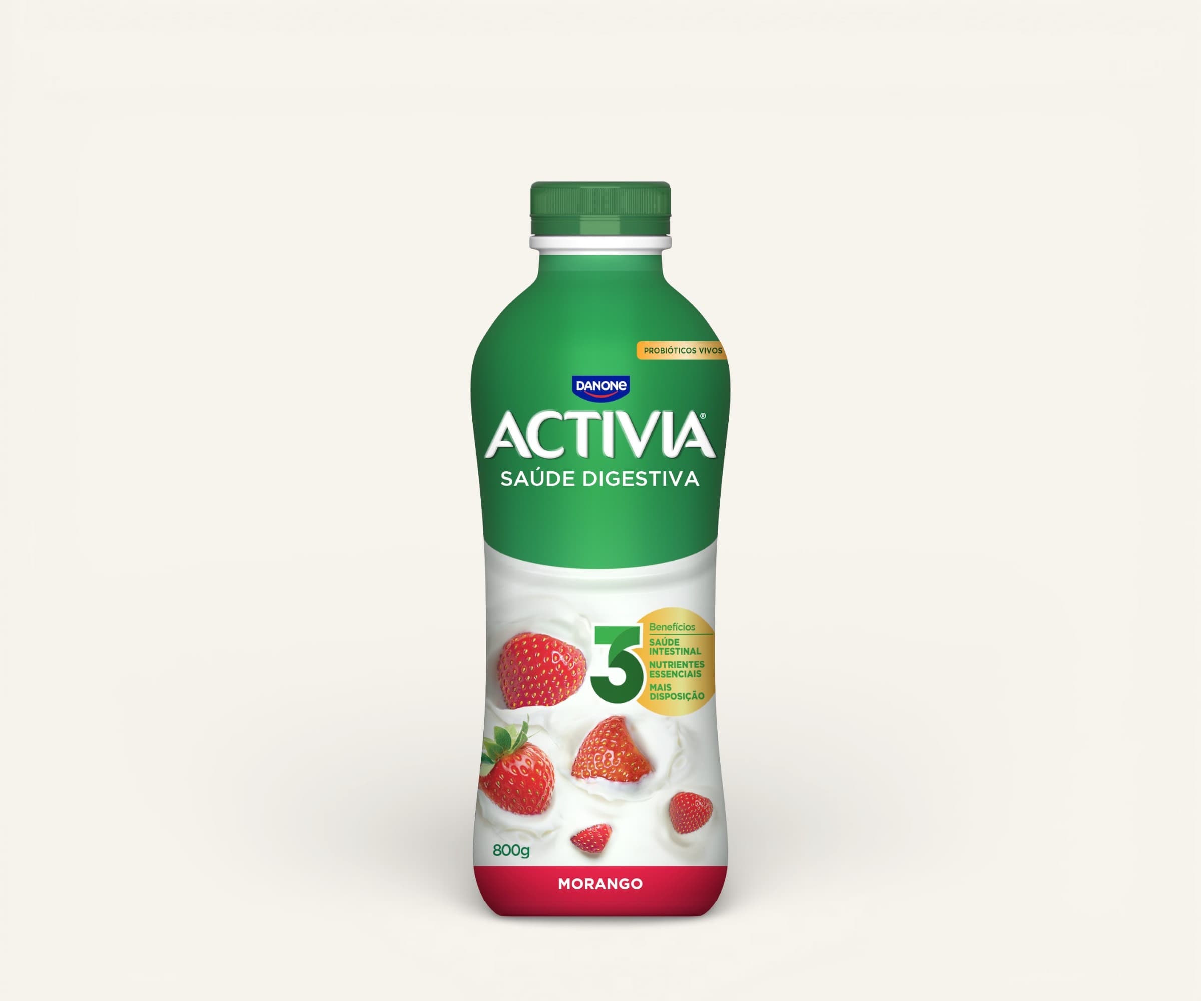 Leite fermentado parcialmente desnatado Activia morango 800g