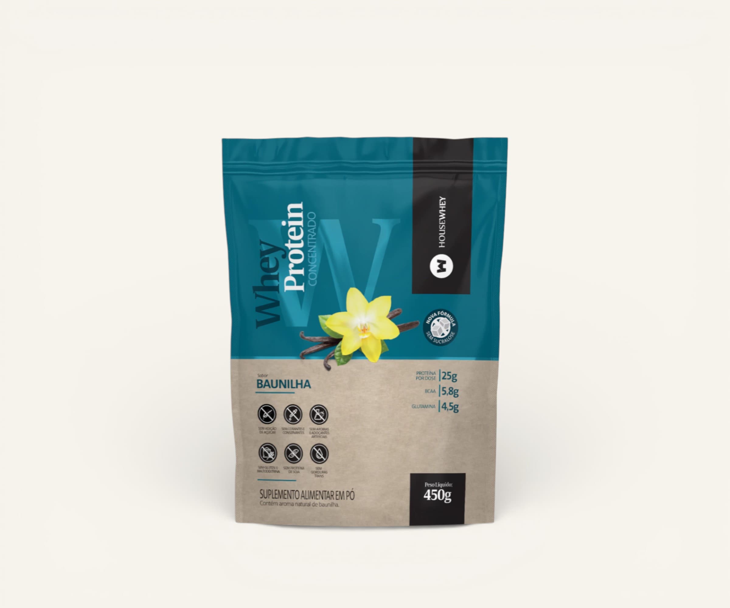 Whey protein concentrado Housewhey sabor baunilha 450g