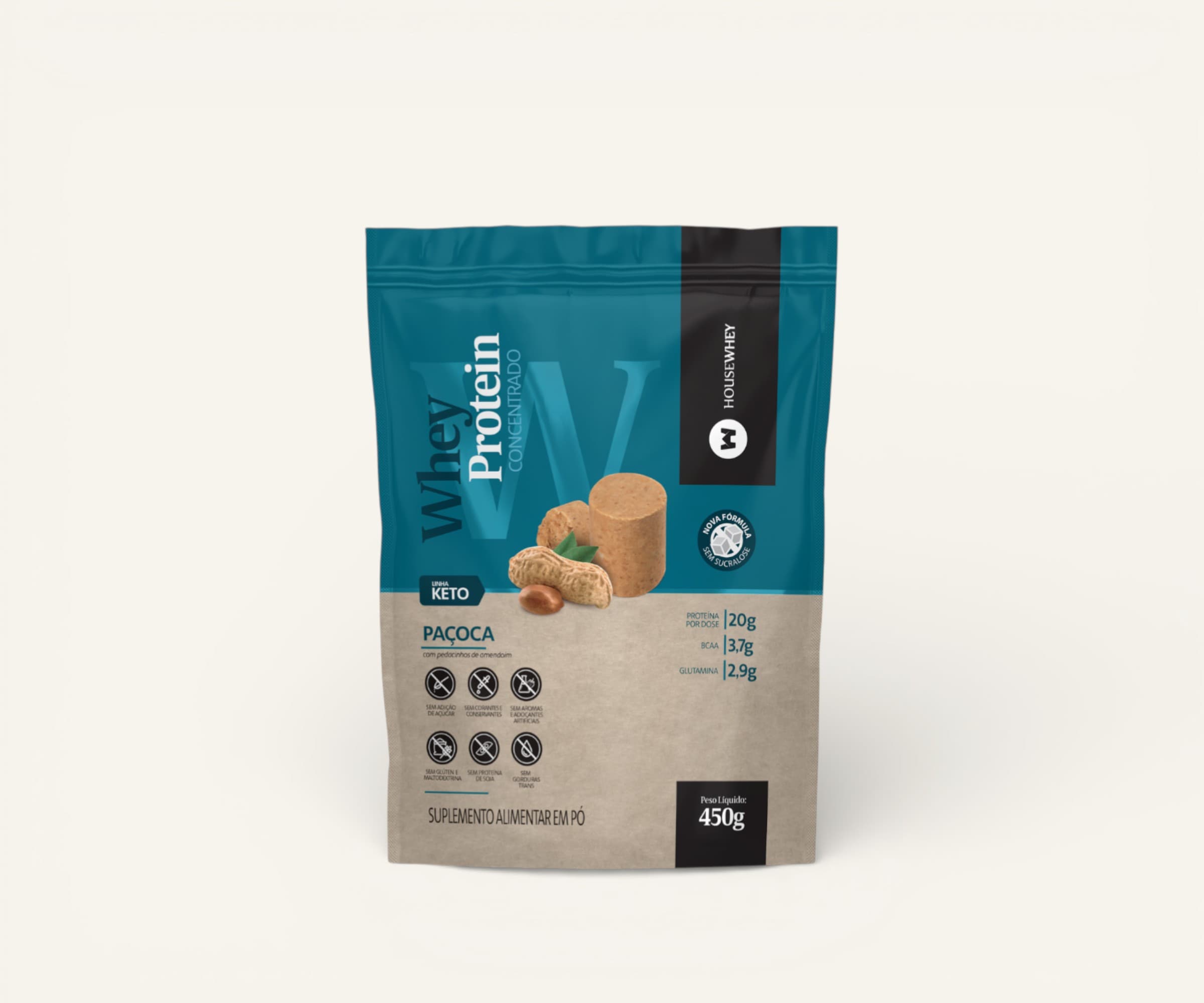 Whey protein concentrado Housewhey sabor paçoca 450g