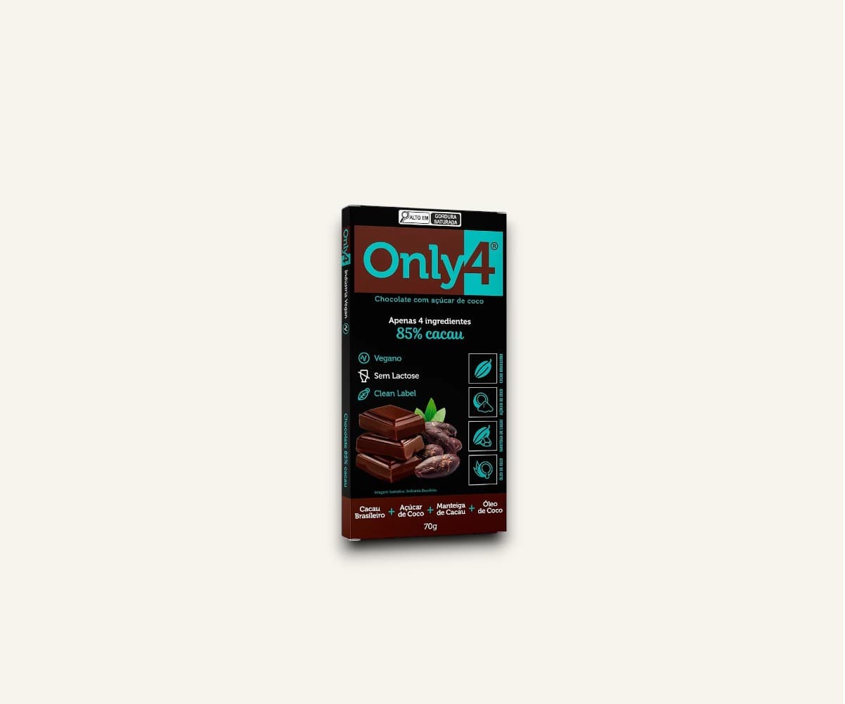 Chocolate 85% Cacau com açúcar de coco 70g