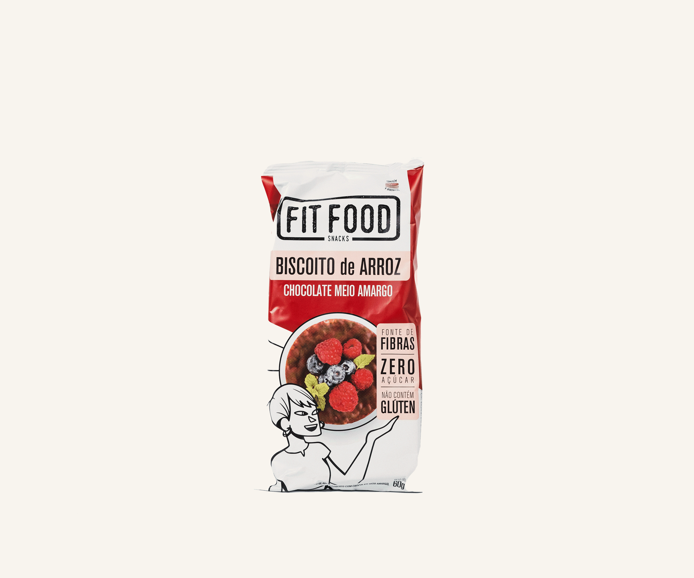 Biscoito de arroz com chocolate meio amargo 60g