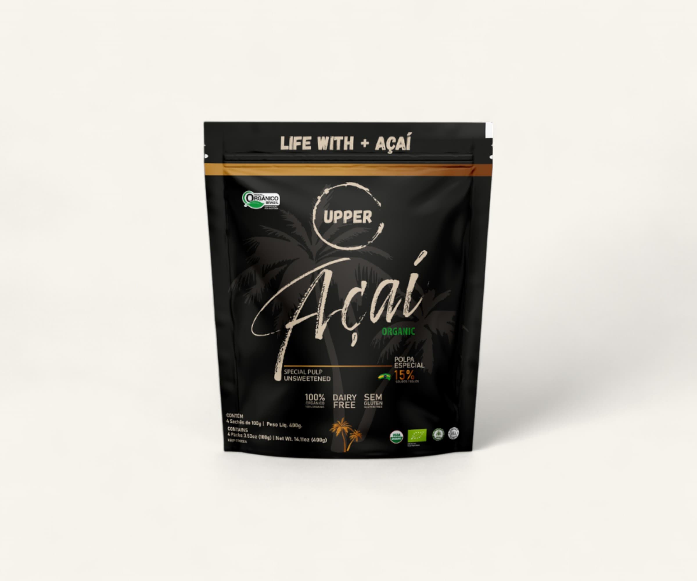Polpa de açaí orgânico 4 sachês de 100g
