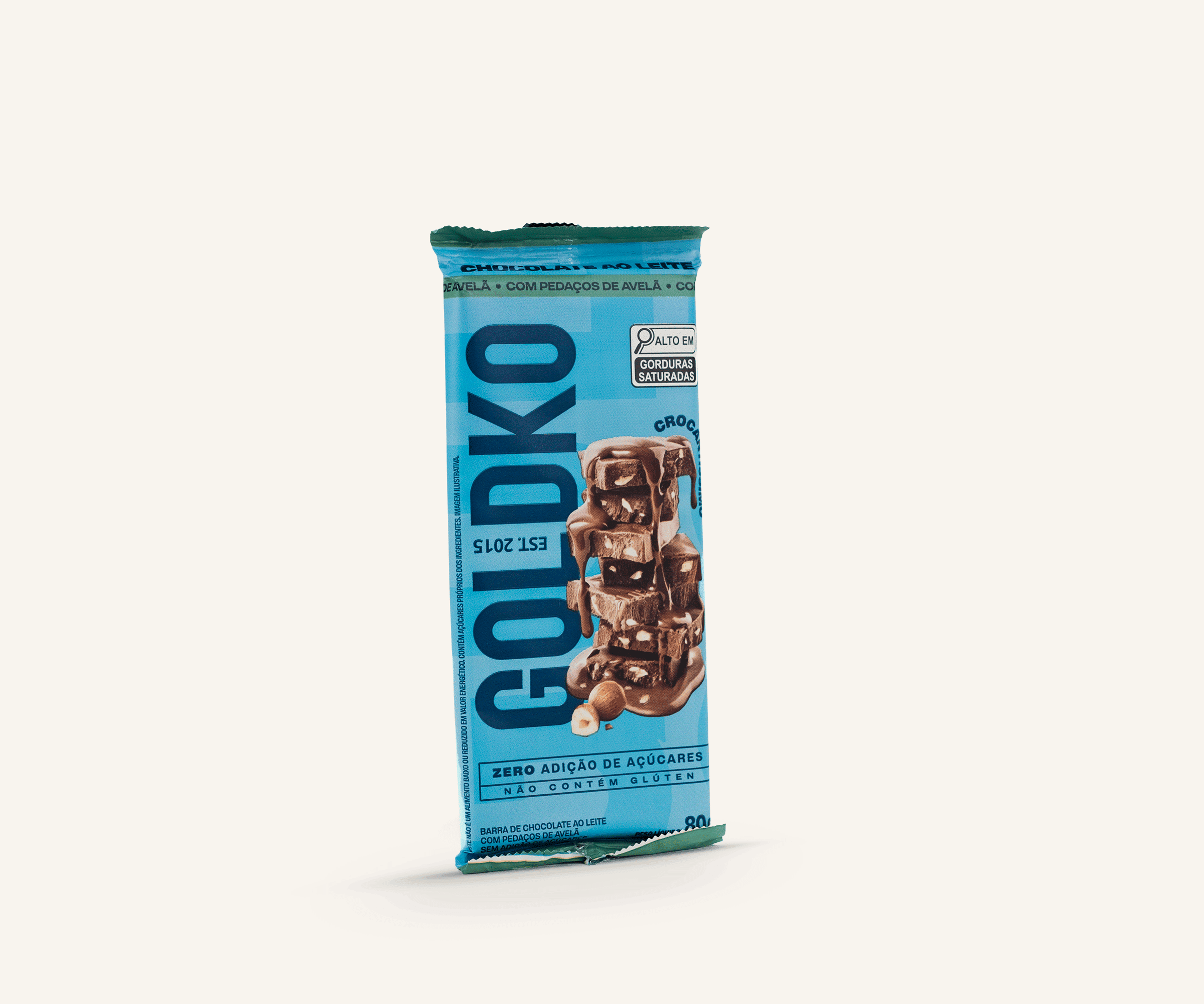 Barra de chocolate ao leite com pedaços de avelã GoldKo 80g
