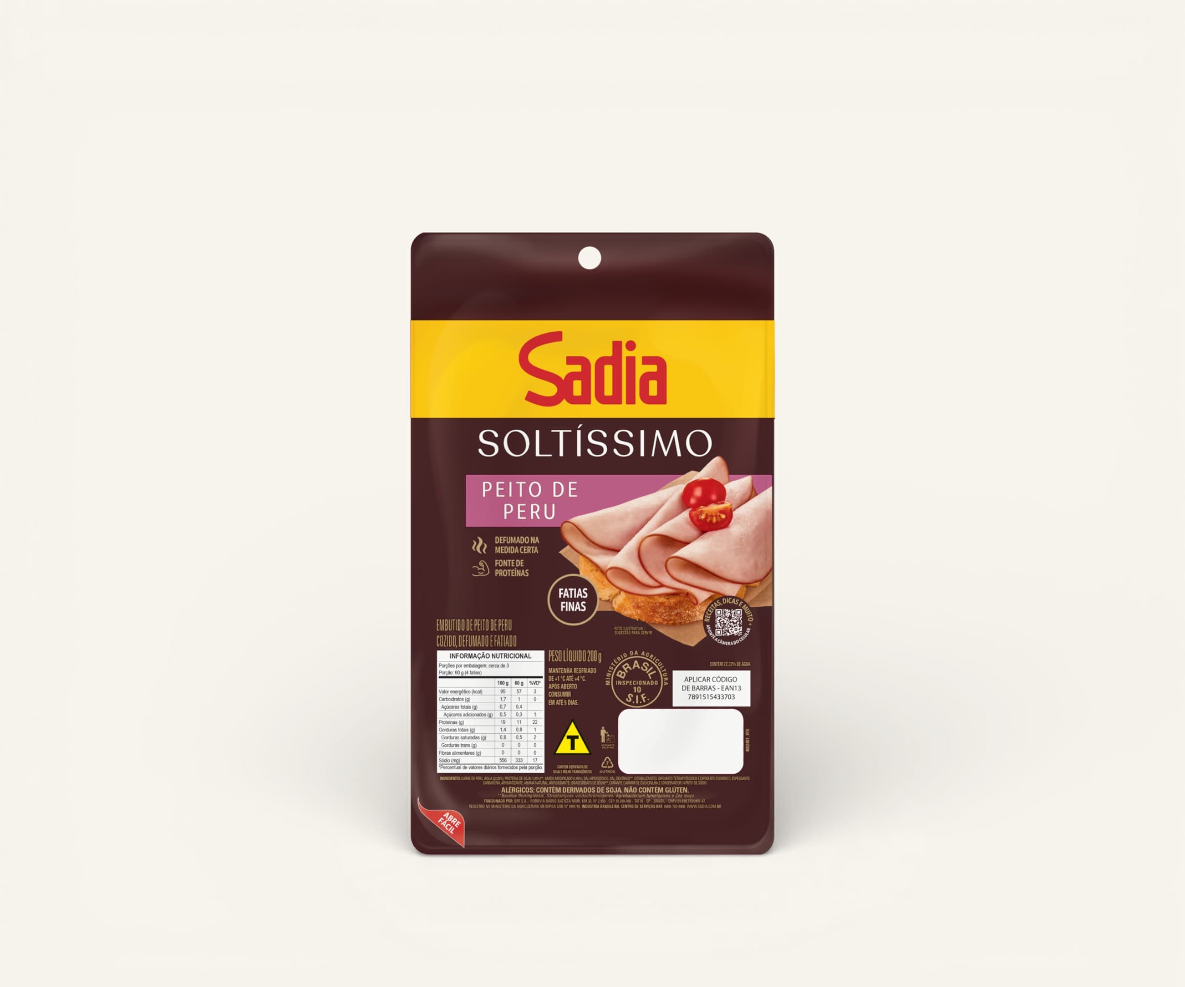 Peito de pedu defumado fatiado Sadia 200g