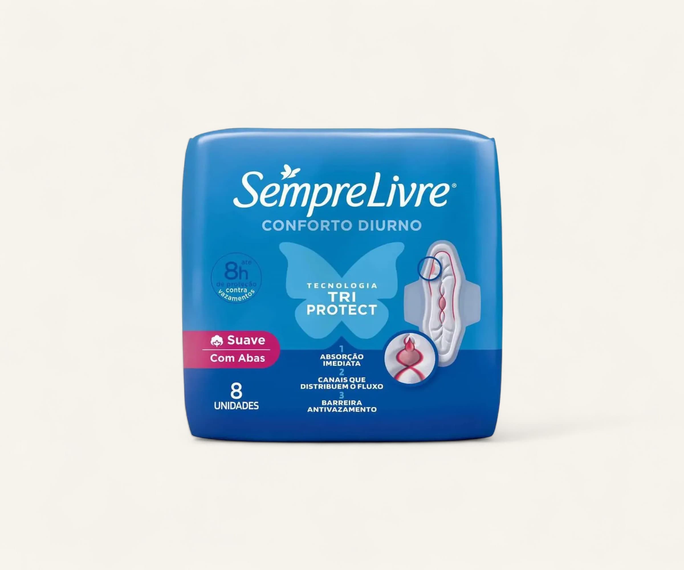 Absorvente com abas Tri Protect cobertura suave Sempre Livre 8un